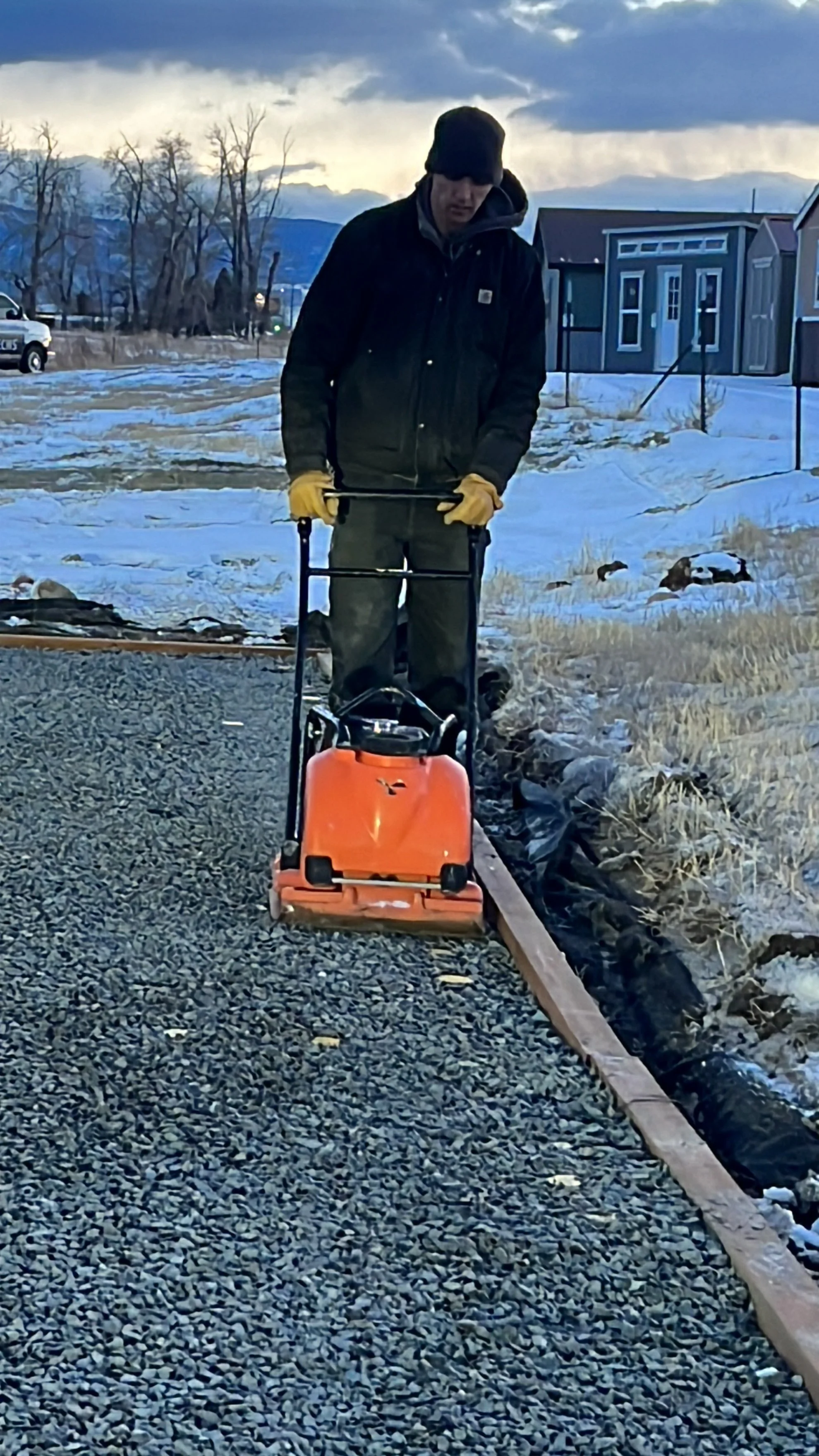 After filling the TrueGrid, a plate compactor was used to further settle the aggregate