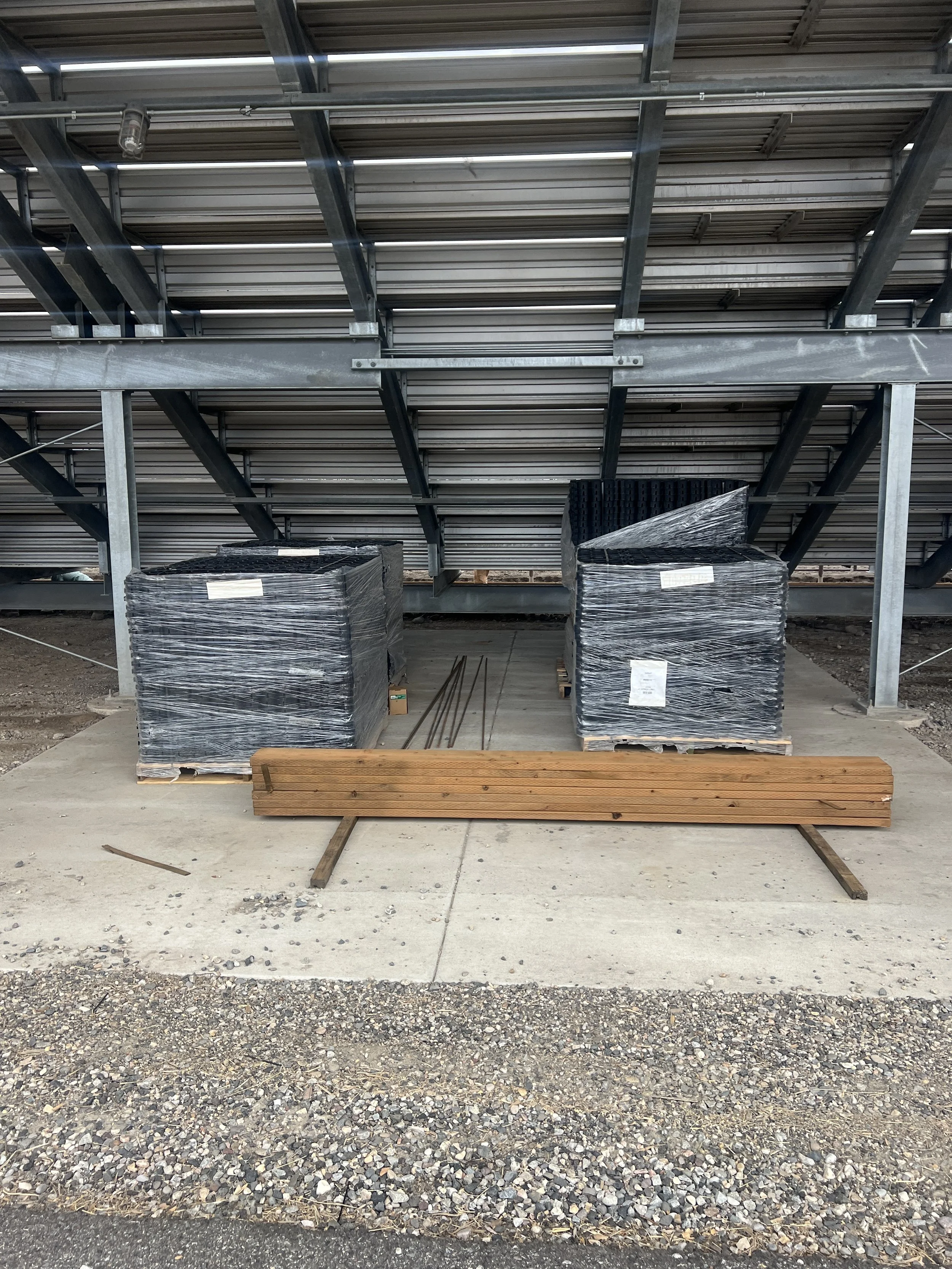 Project materials - 4 pallets of TrueGrid PRO PLUS, treated lumber, and Mirafi 140N fabric