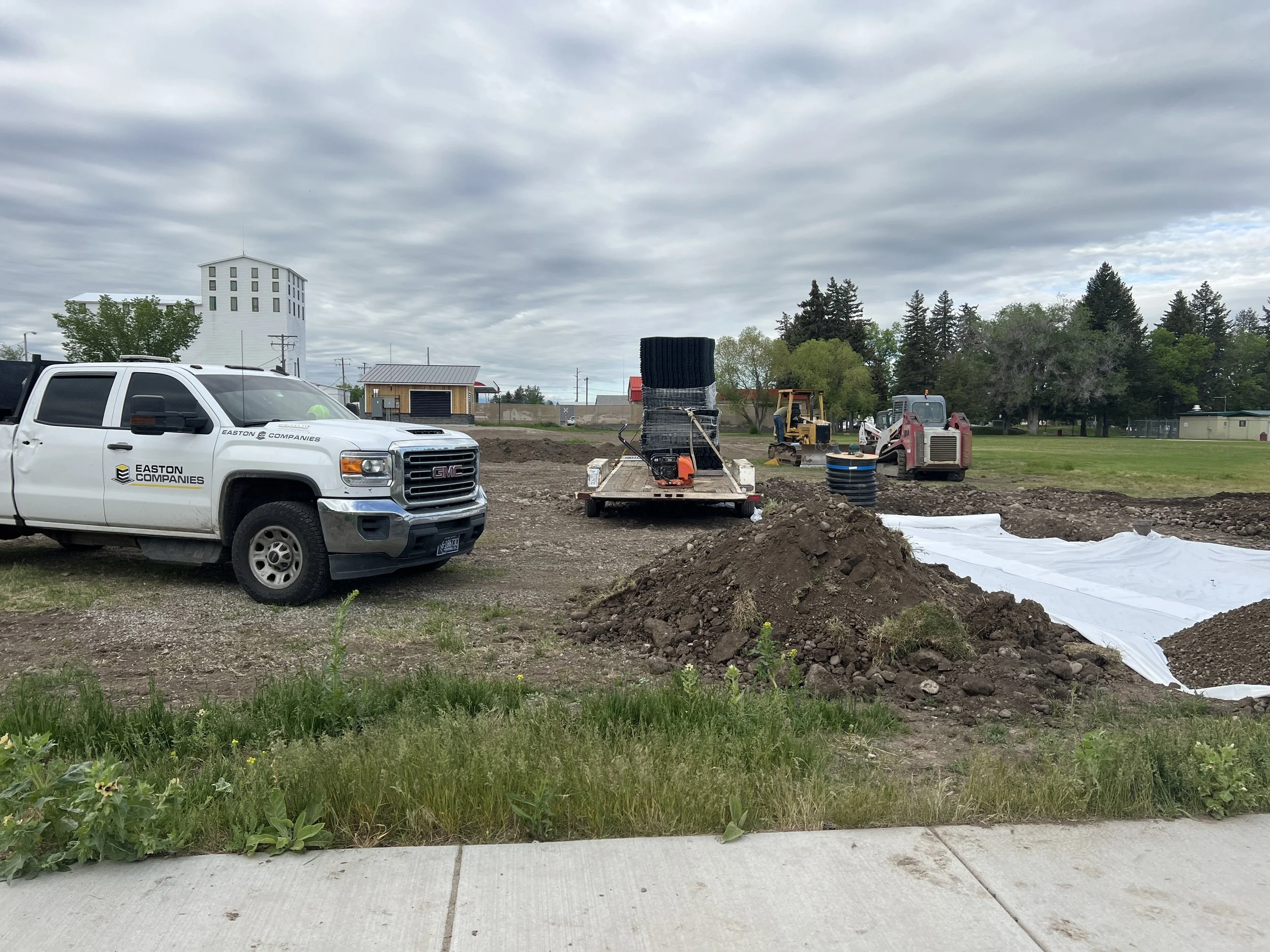Base gravel mix was brought in and compacted