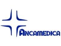 Logotipo que dice 'ANCA MEDICA' con un símbolo azul estilizado