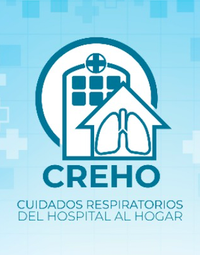 Logo de CREHO con texto que dice 'Cuidados respiratorios del hospital al hogar'