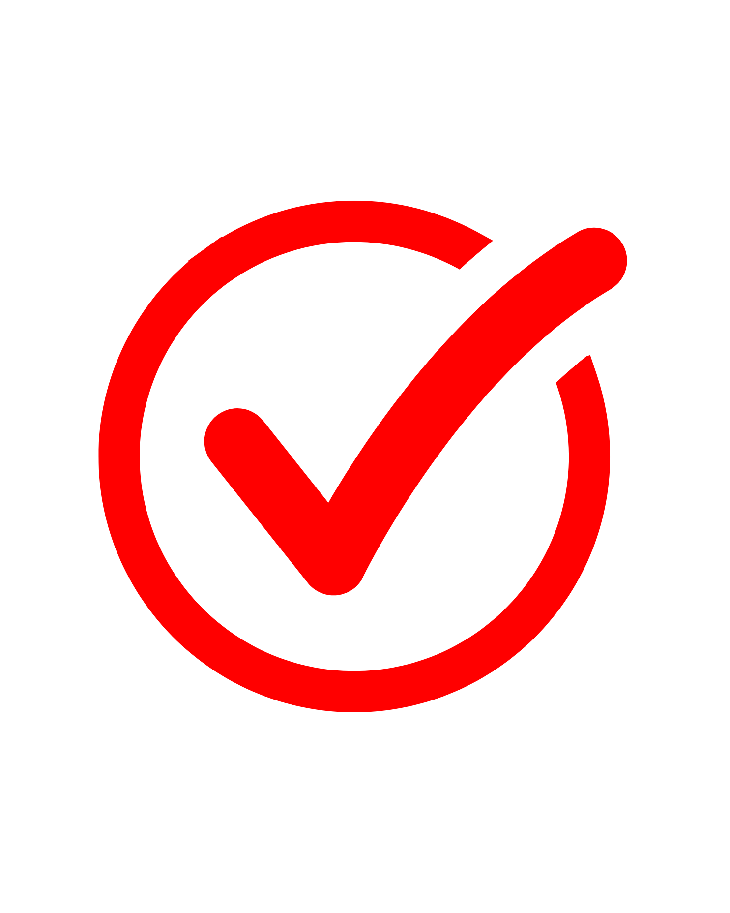 Red check mark inside a red circle on a white background.