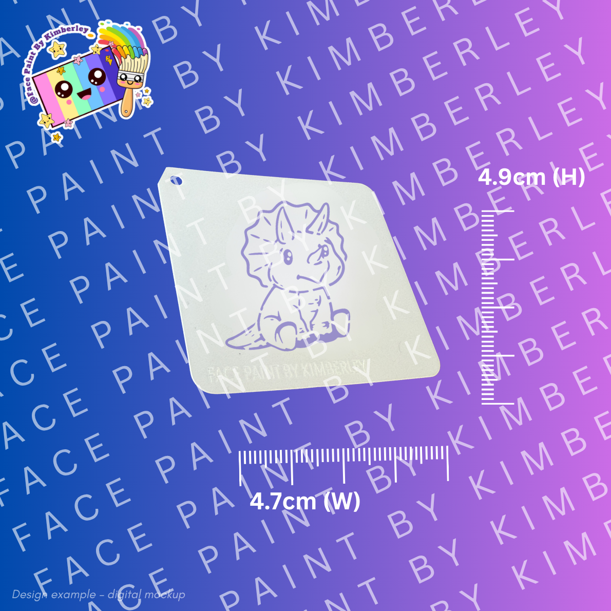 Sitting Triceratops Dinosaur Stencil for face painting| Kids Party Design