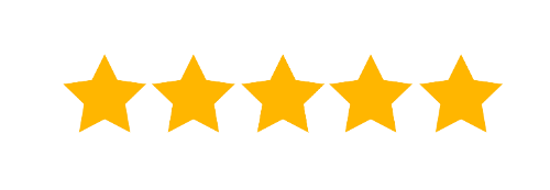 Five gold stars in a row on a black background.