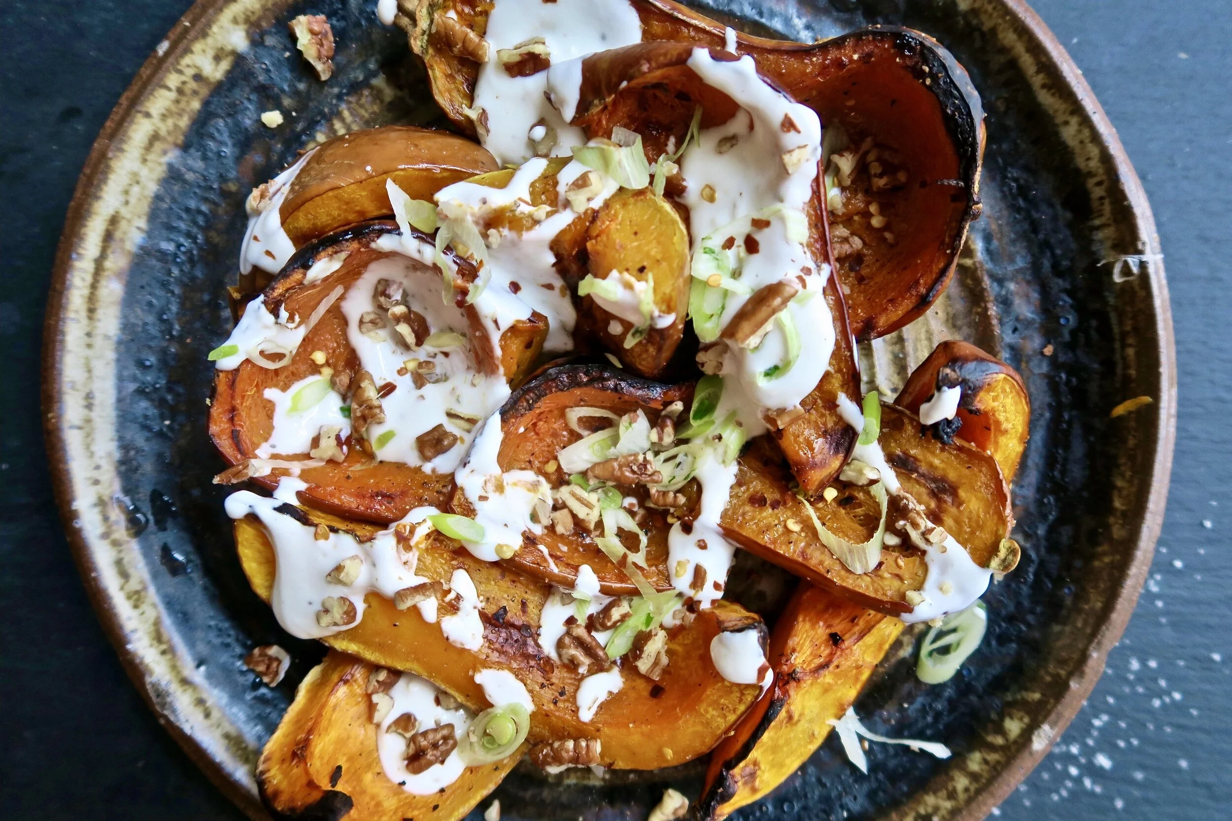 ROASTED HONEYNUT SQUASH WITH LIMEY YOGURT