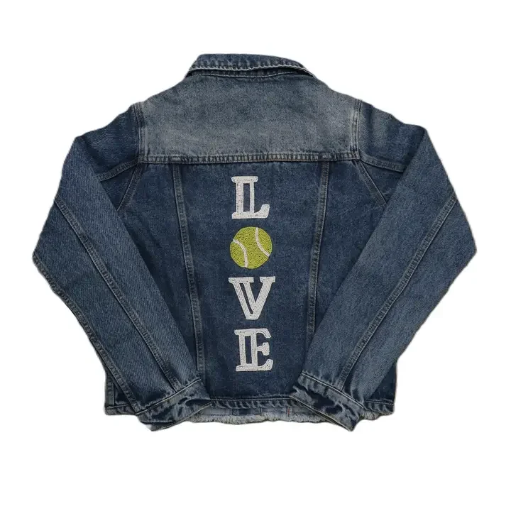 LOVE Beaded Jean Jacket with Tennis Ball