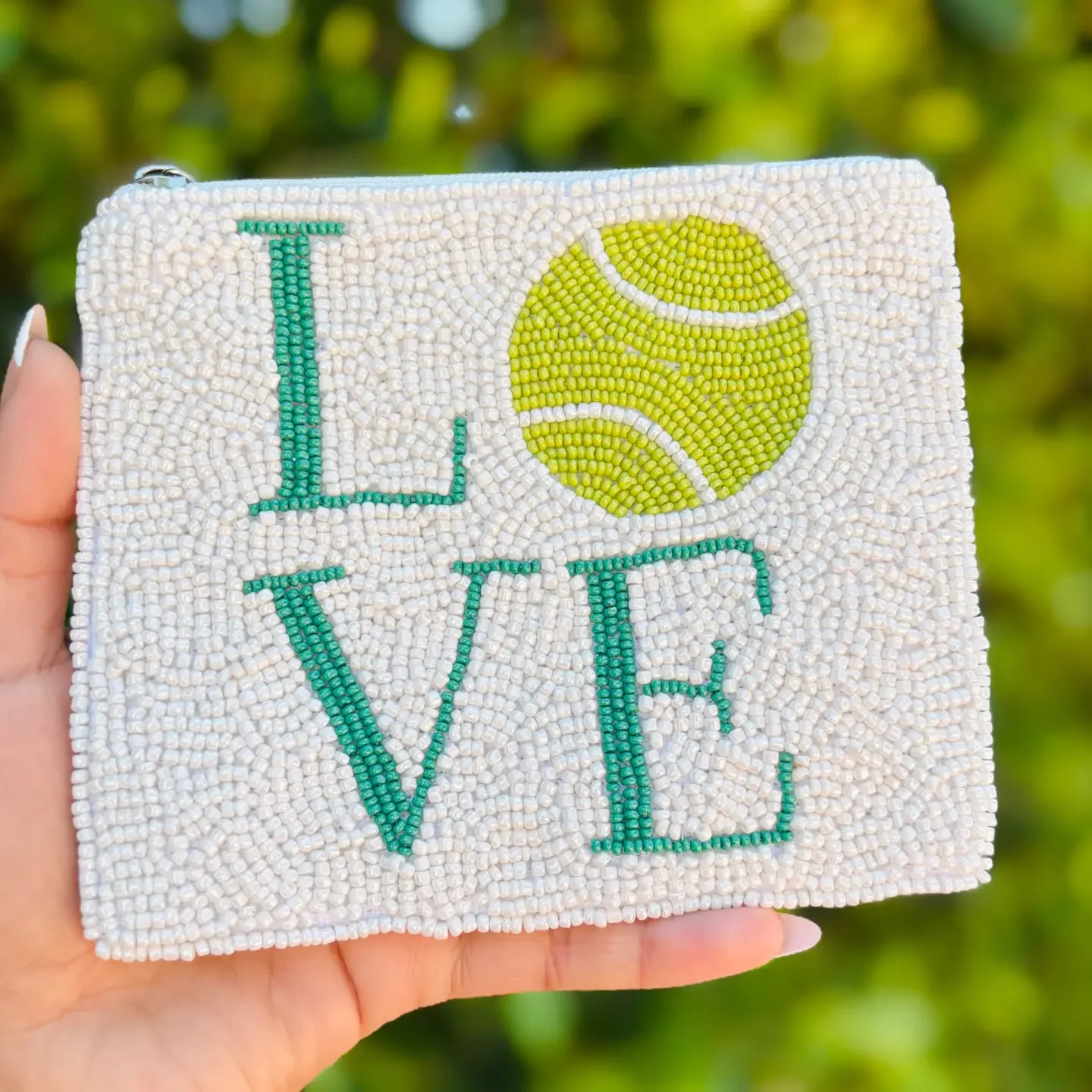 LOVE Tennis Beaded Coin Purse