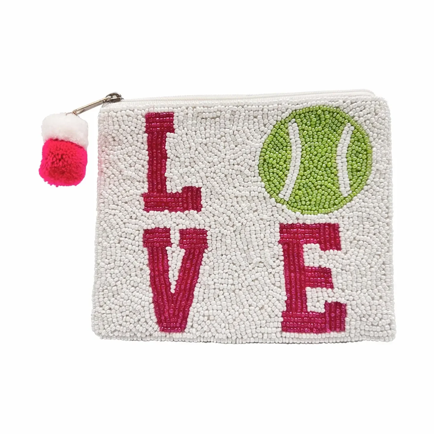 LOVE TENNIS Beaded Pouch