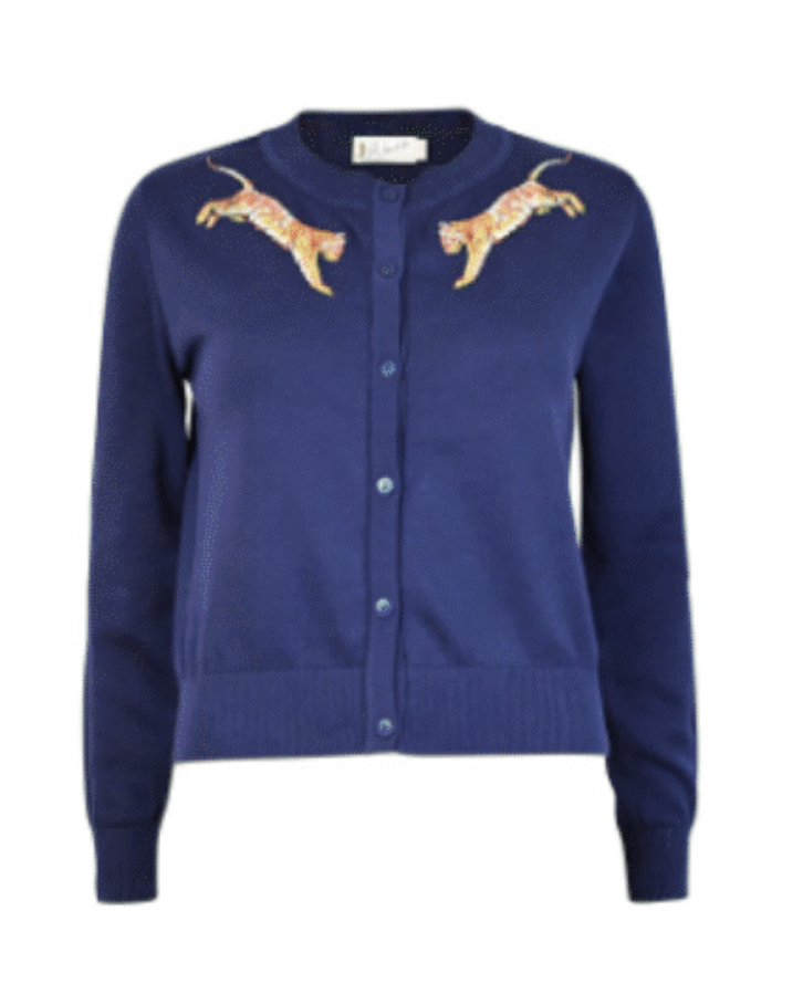 Palava Embroidered Vera Cardigan Sweater-Embroidered Leaping Tigers