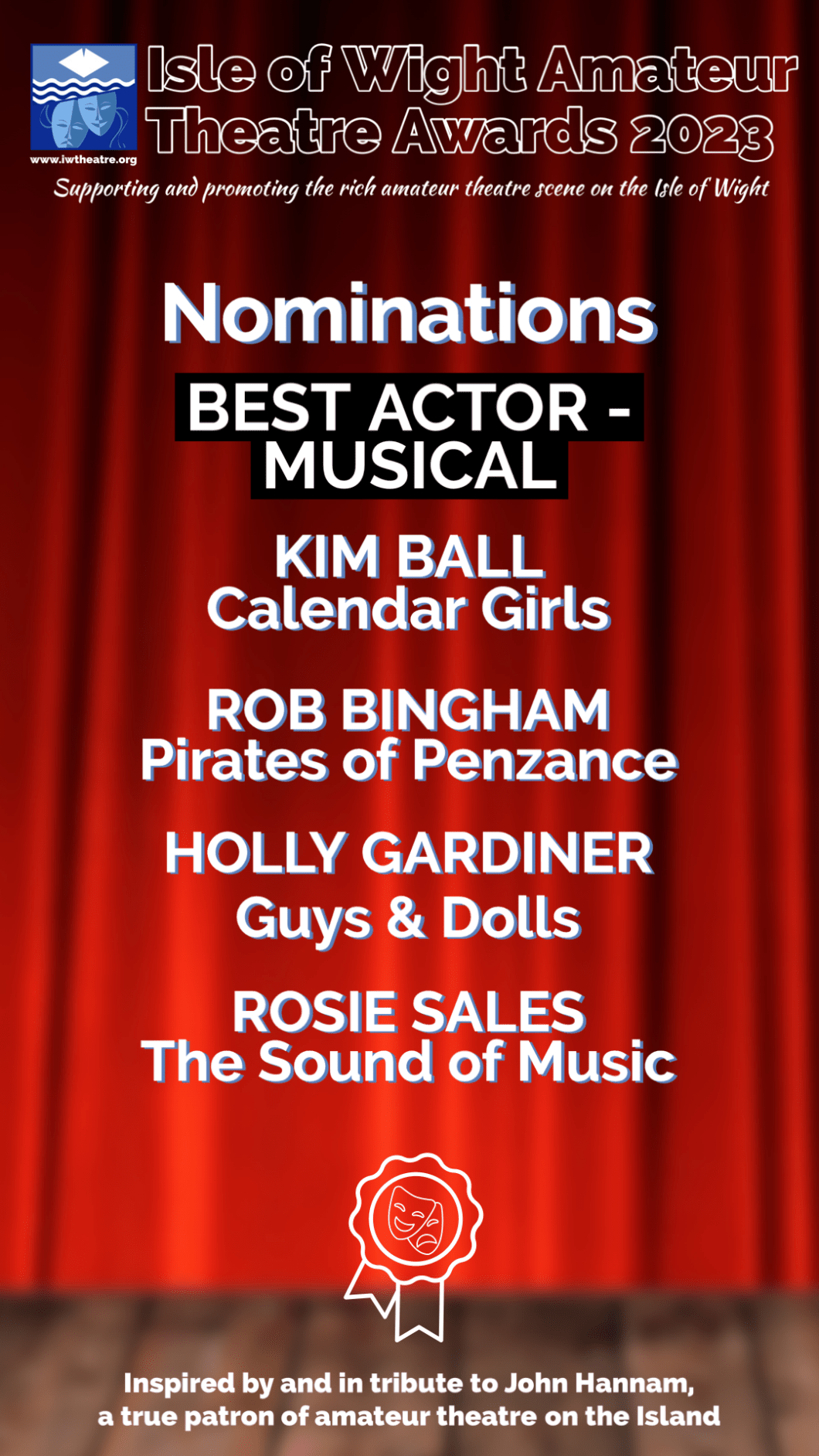 Regarding Holly Gardiner, the judges said, "A wonderfully considered portrayal, Holly delivered some fantastic singing, clear projection, great facial expressions and an obvious total understanding of her character."