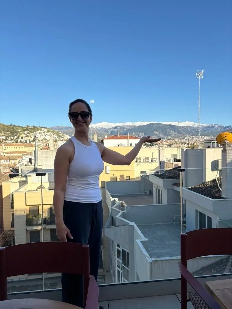 The view of the 6th floor of our hotel; the stunning Sierra Nevada Mountains 