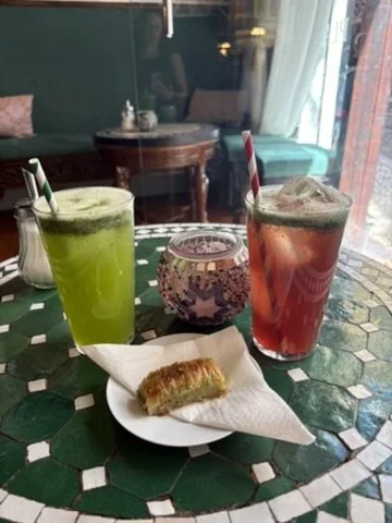 Iced tea and baklava= a perfect way to recharge after a day of walking