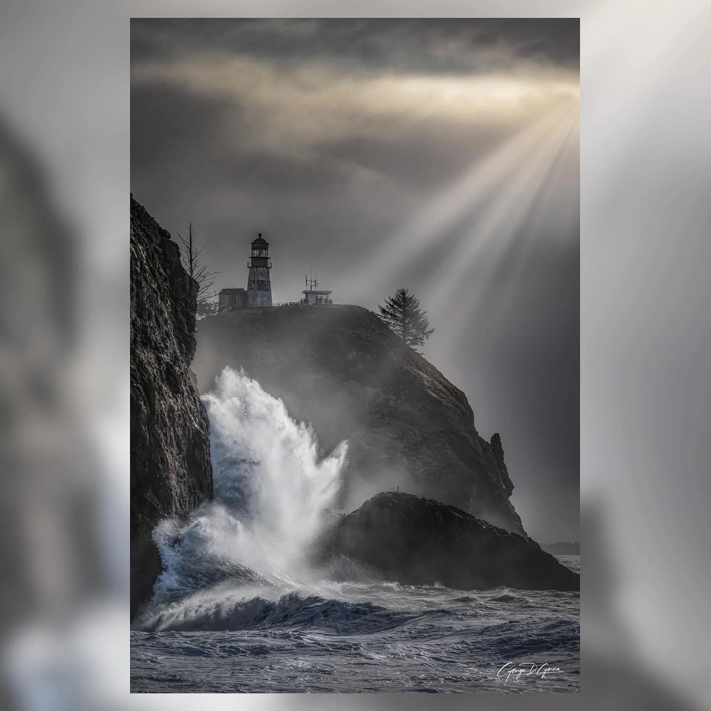 The Light Within the Storm

This is the elements gathered in council.

Stone, shaped by the patience of Earth, rises unwavering against the fury of Water. Air moves like breath through the veil of mist.  Light descends not merely to illuminate, but t