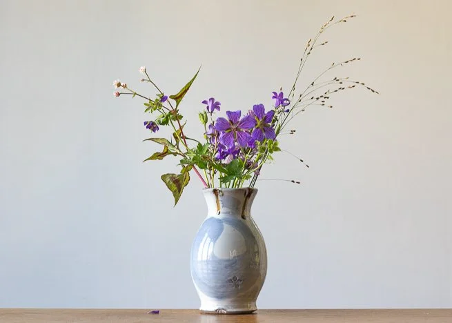 Medium Bud Base with Blue Brush Marks, with flowers.jpg