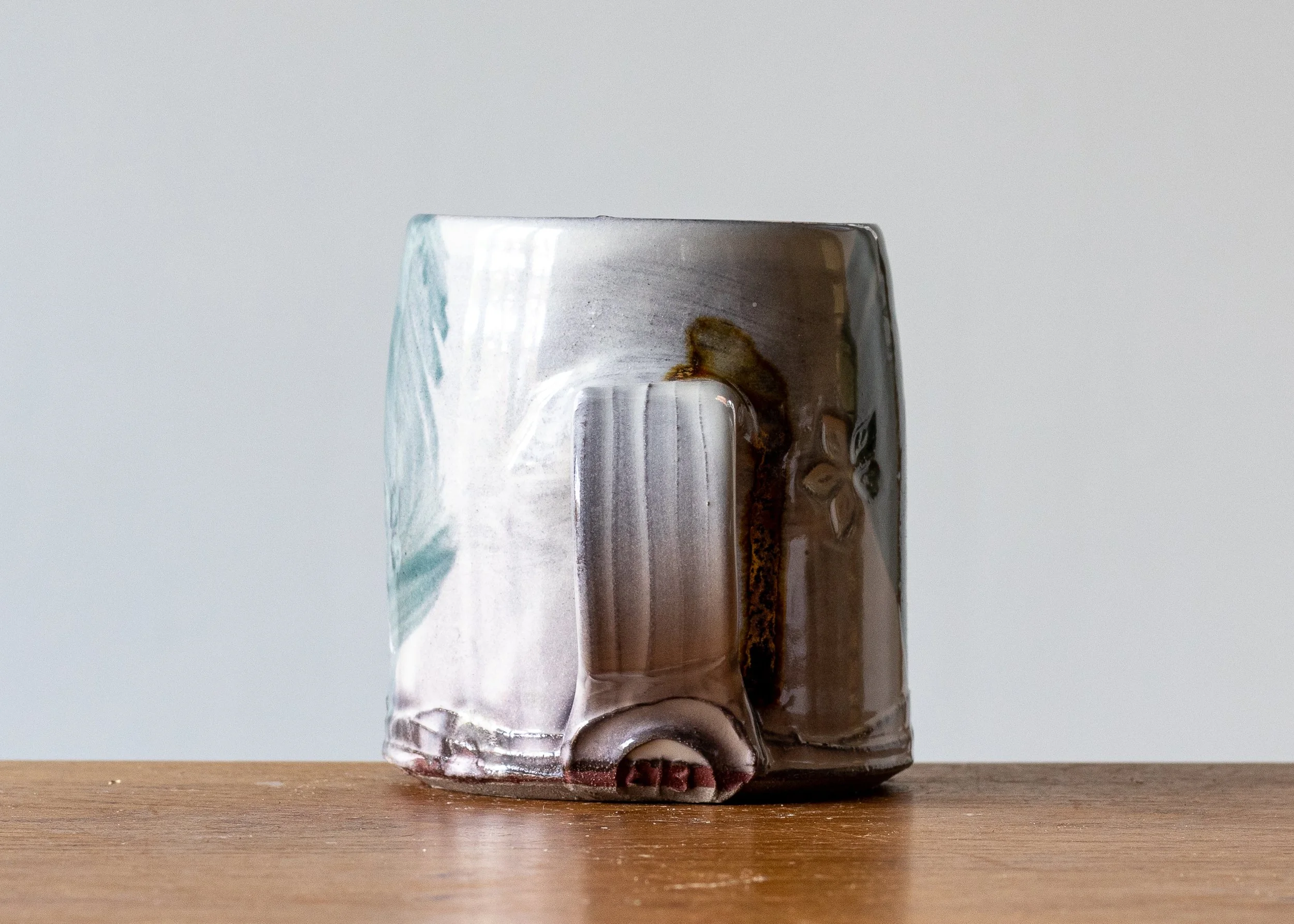 1.26 Turquoise Handmade Stoneware Pottery Mug, view 4.jpg