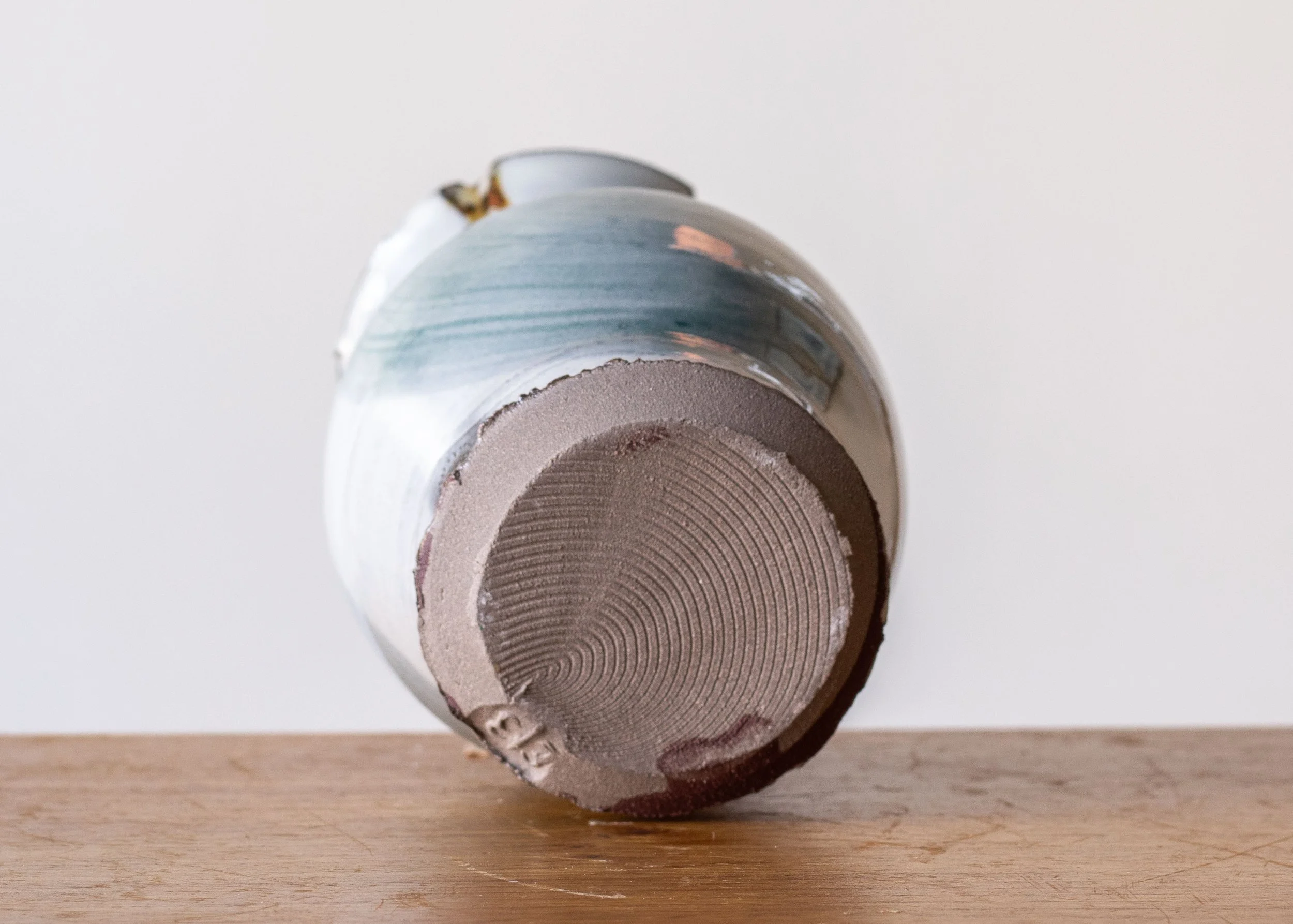 Handmade Stoneware Pottery Bud Vase with Turquoise Brush Mark, view 7.jpg