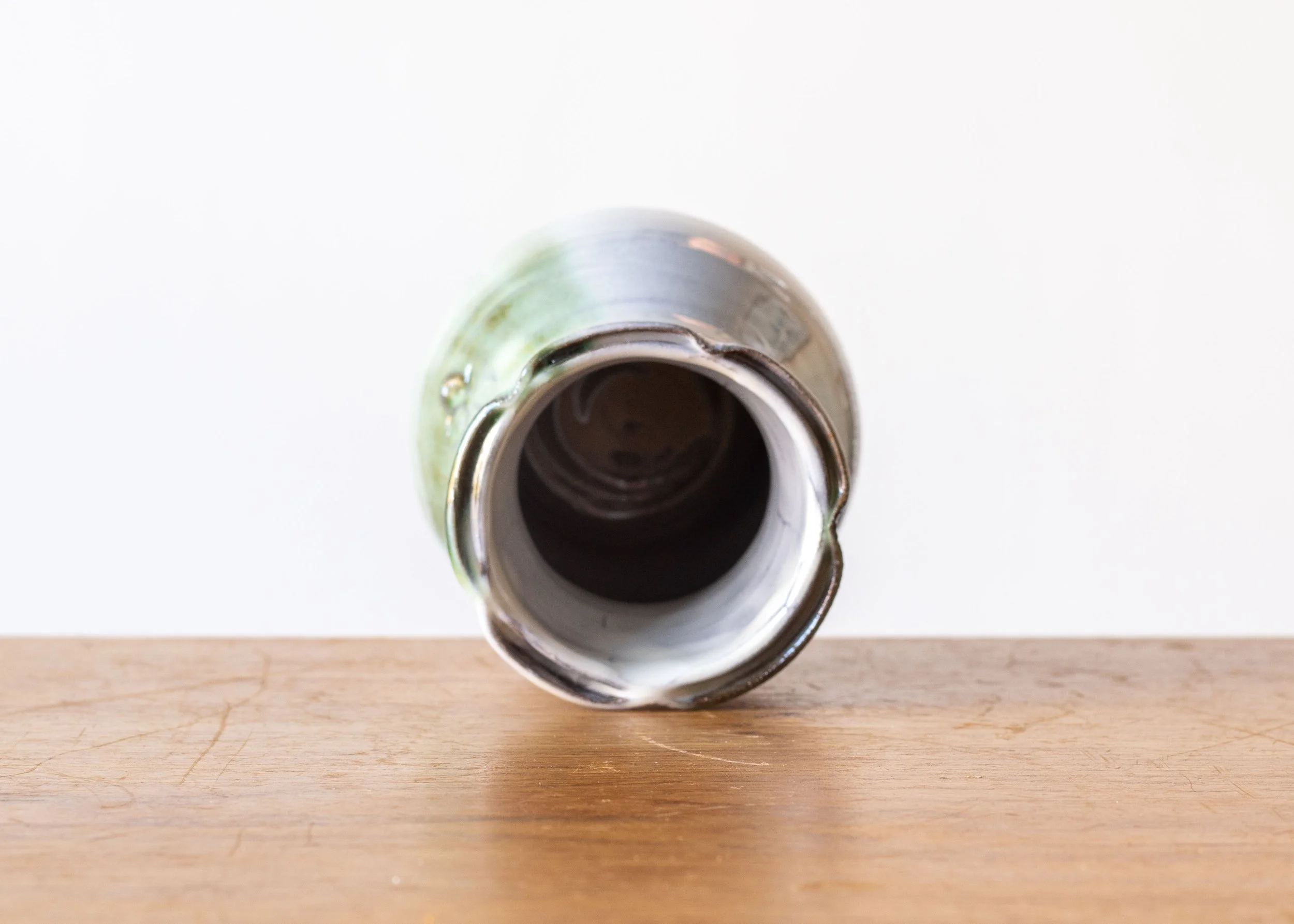 Handmade Stoneware Pottery Bud Vase with Green Brush Mark, view 6.jpg