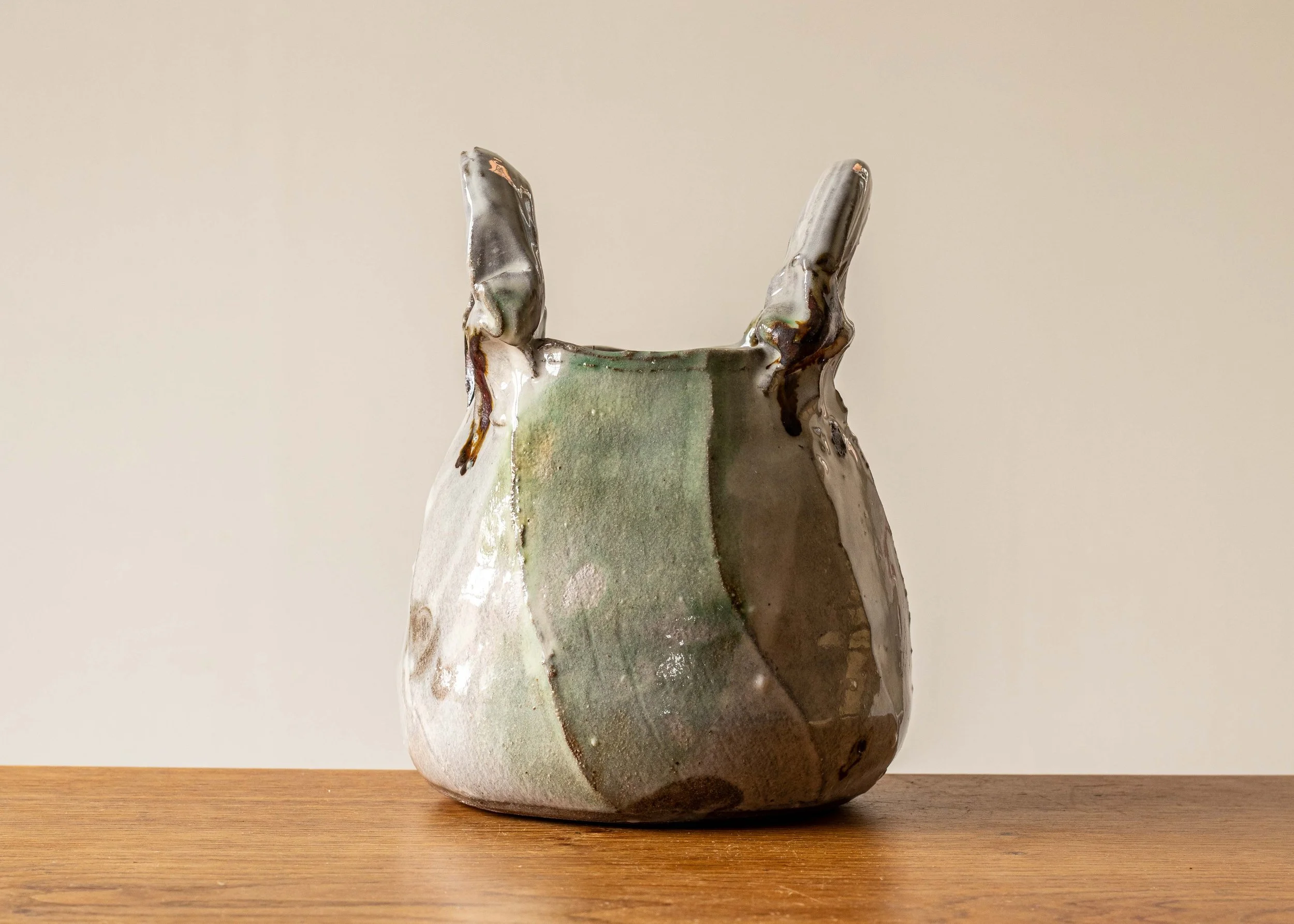 Handmade Japandi Style Faceted Basket, view 3.jpg