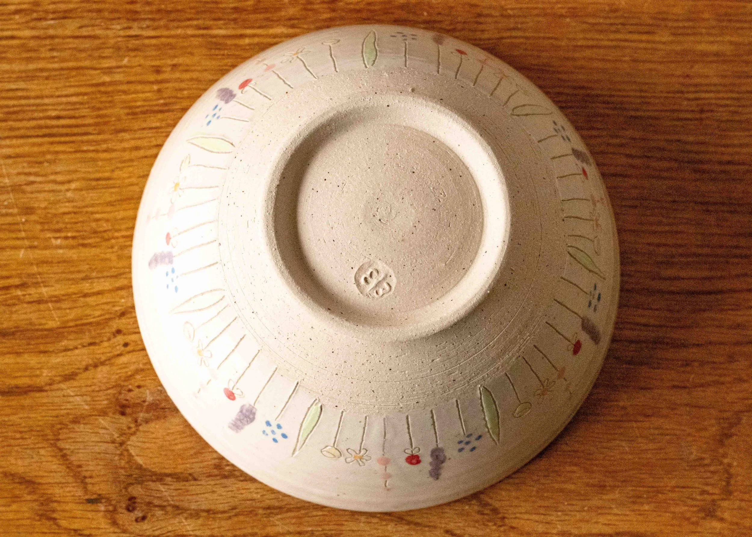 Medium Handmade Bowl with Midsummer Flower Design, view 7.jpg