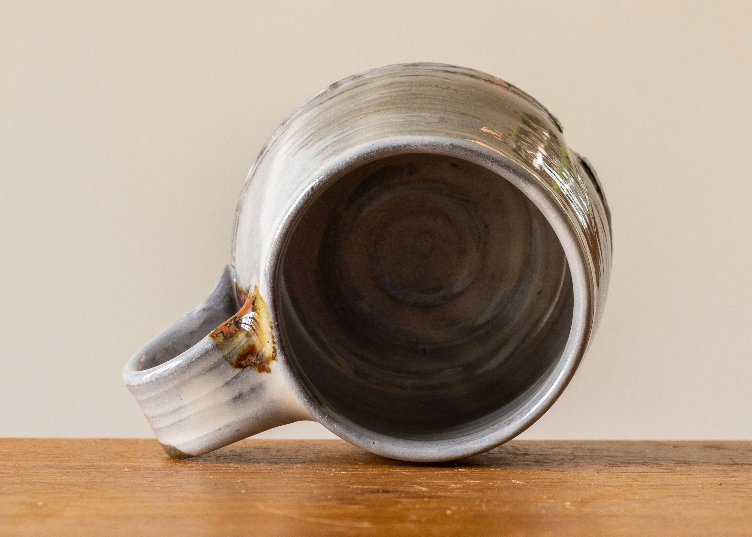 Handmade Pottery Coffee Cup with Brown Brush Marks, view 6.jpg