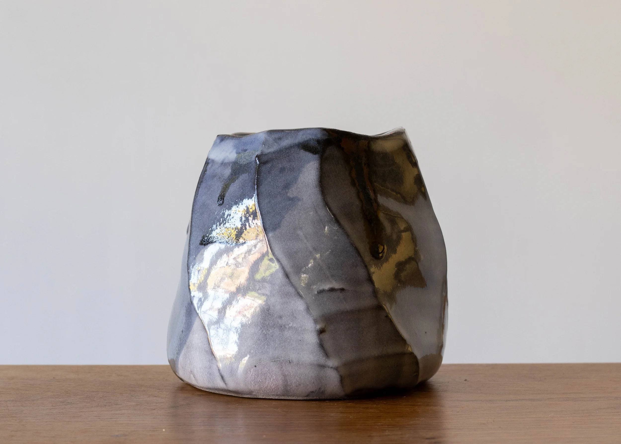 Small Faceted Vase with Blue Brush Marks, view 4.jpg
