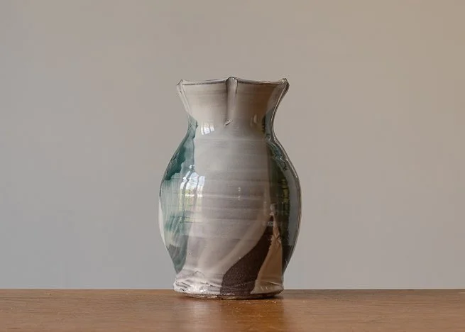 Medium vase with turquoise brush marks, view 4.jpg