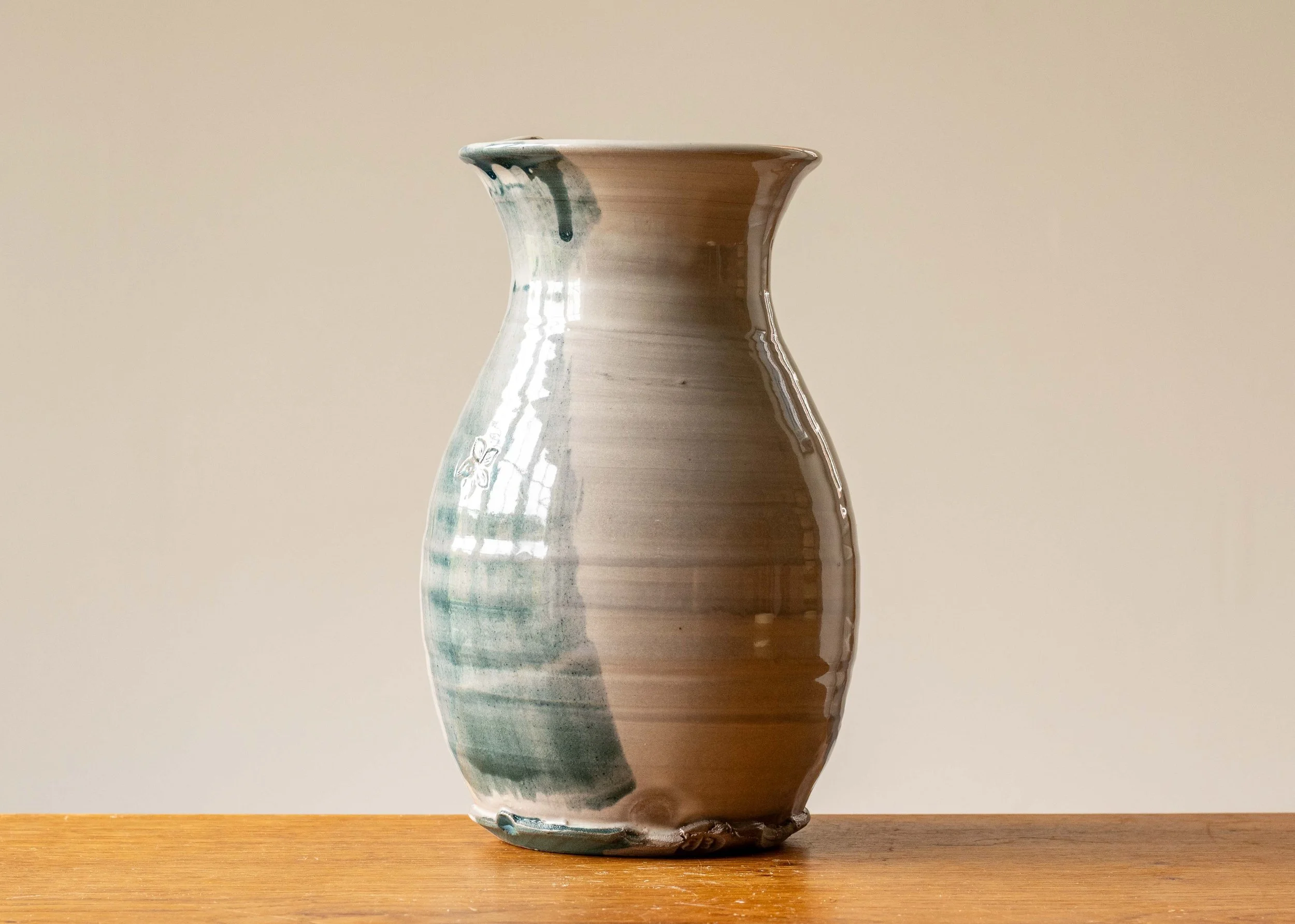 Large Vase with turquoise Brush Mark, view 3.jpg