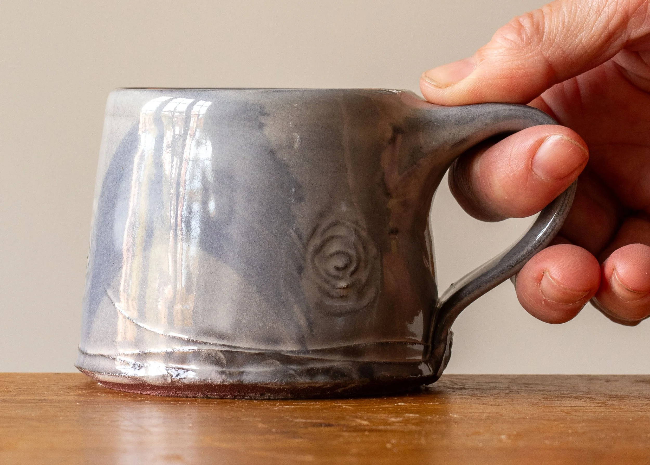 Handmade Pottery Coffee Cup with Blue Brush Marks, view 7.jpg