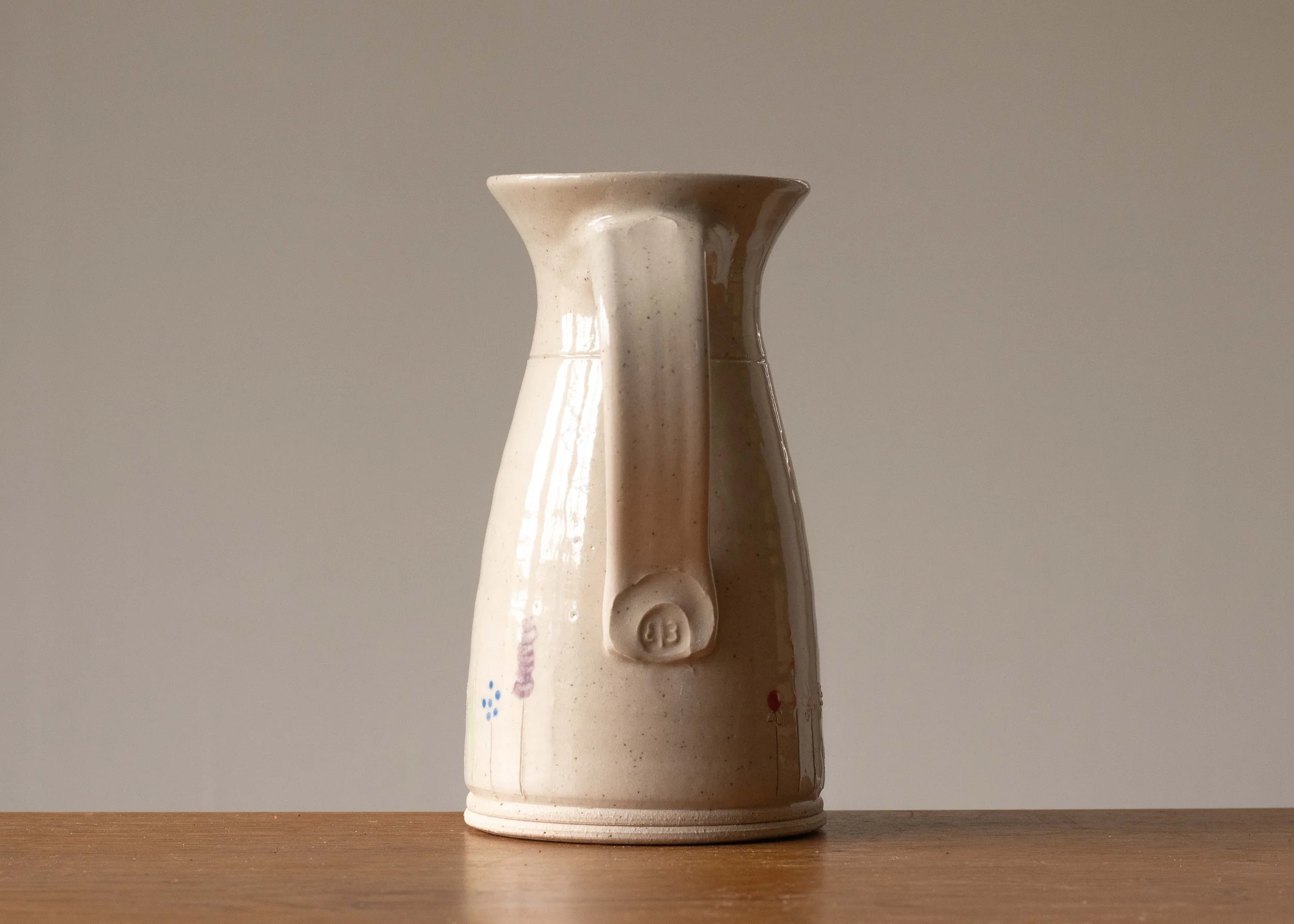 Medium White Jug with Midsummer Flower Design, view 4.jpg