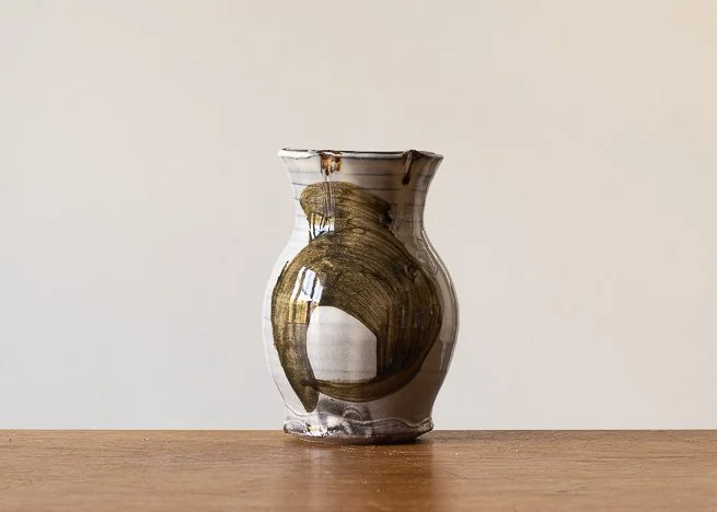 Bud Vase with Brown brush marks.jpg