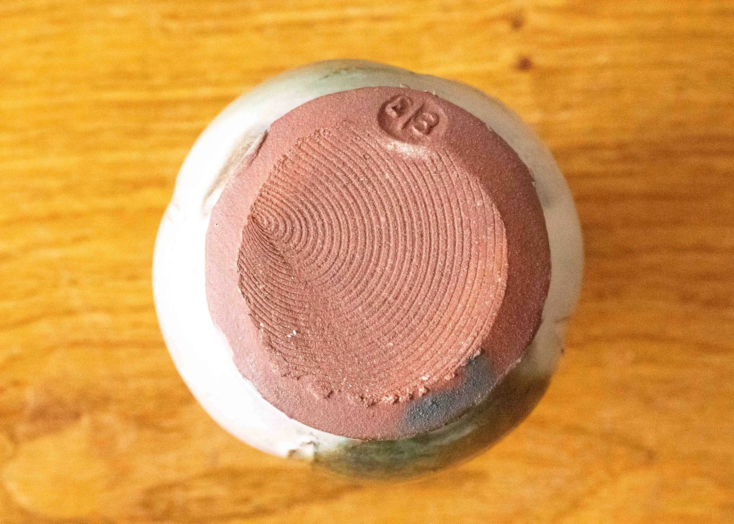 Small Handmade Pottery Vase with Green Brush Mark, view 6.jpg