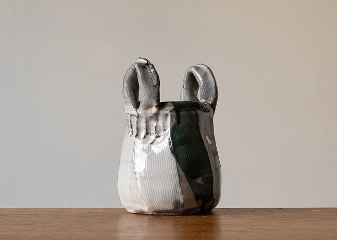 Faceted vase with turquoise brush marks, view 4.jpg