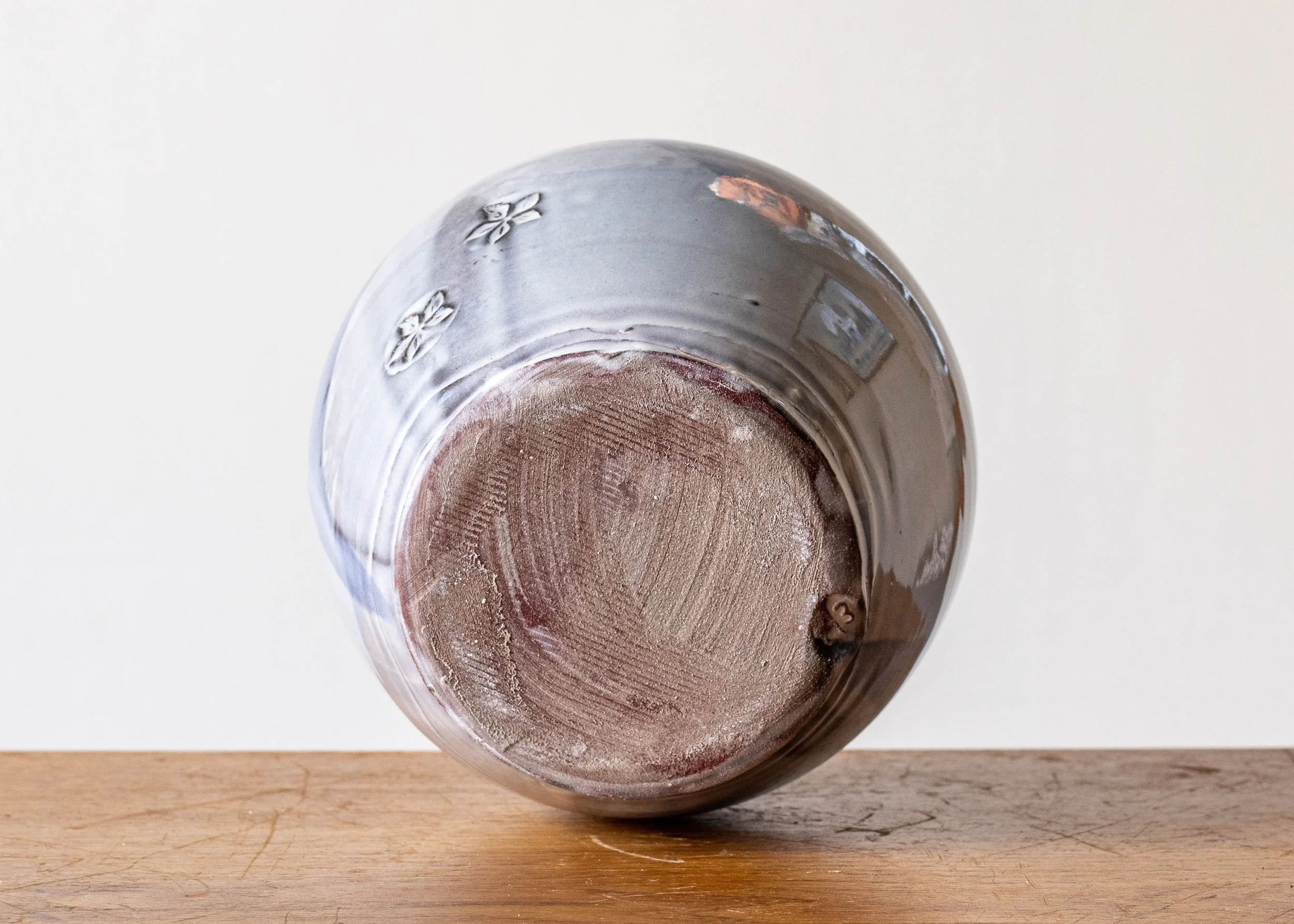 Handmade Pottery Vase with Blue Brush Marks, view 7.jpg