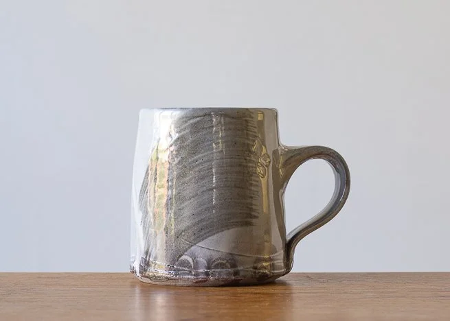 Handmade Pottery Mug wiith Brown Brush Marks_.jpg
