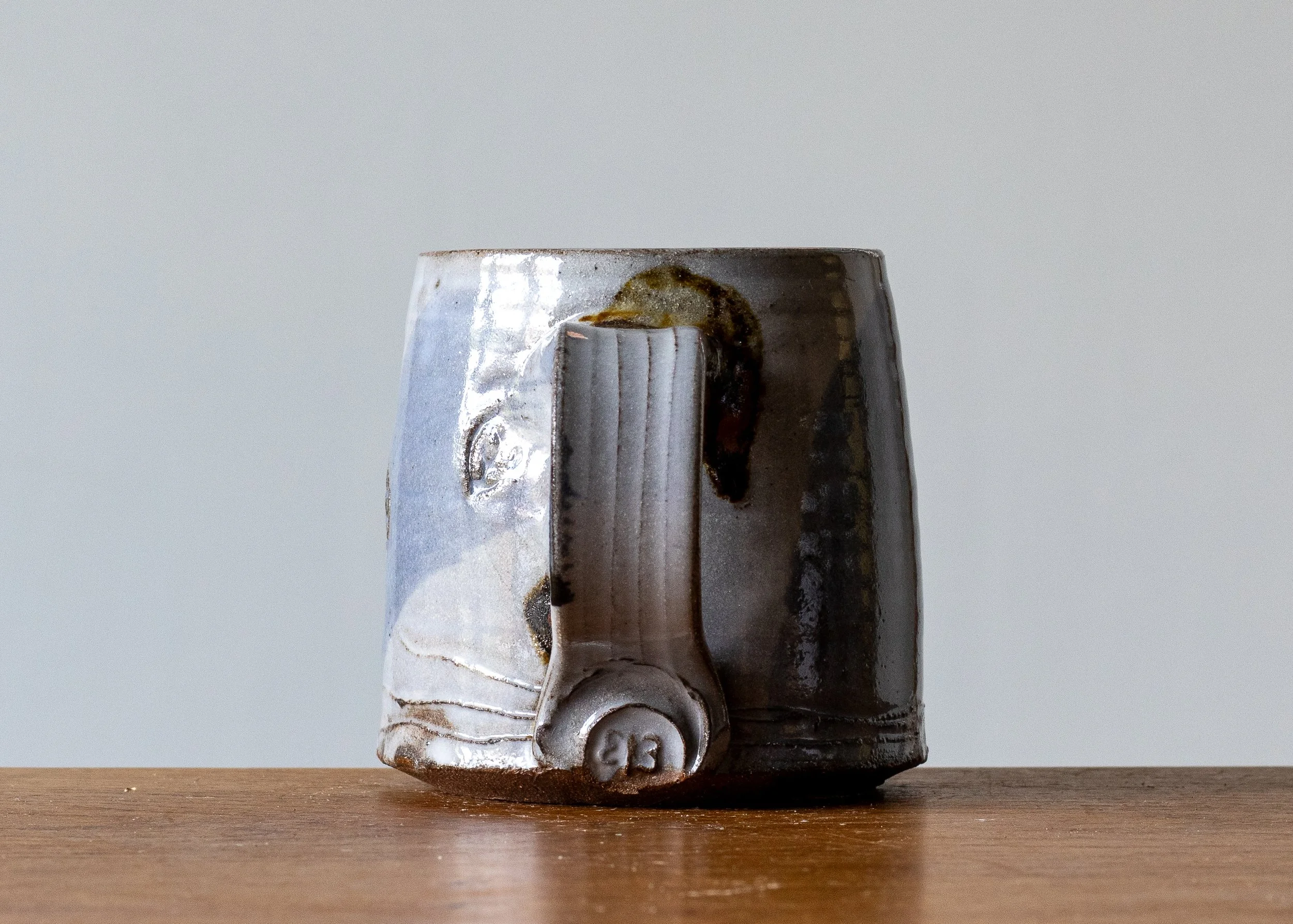 1.27 Blue Handmade Stoneware Pottery Mug, view 4.jpg