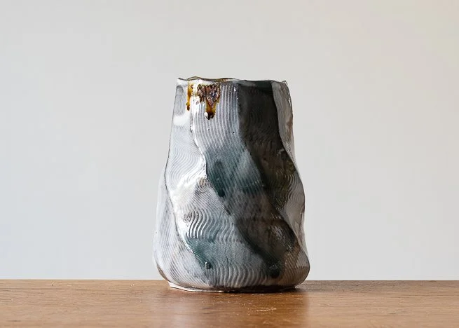 Faceted vase with turquoise brush marks #2.jpg