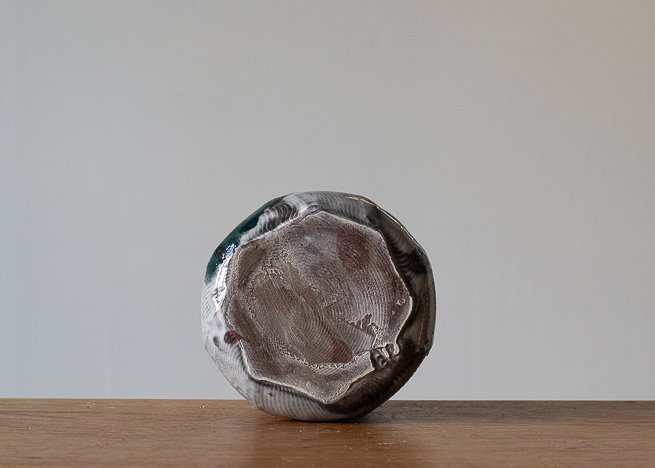 Faceted vase with turquoise brush marks #2, view 6.jpg
