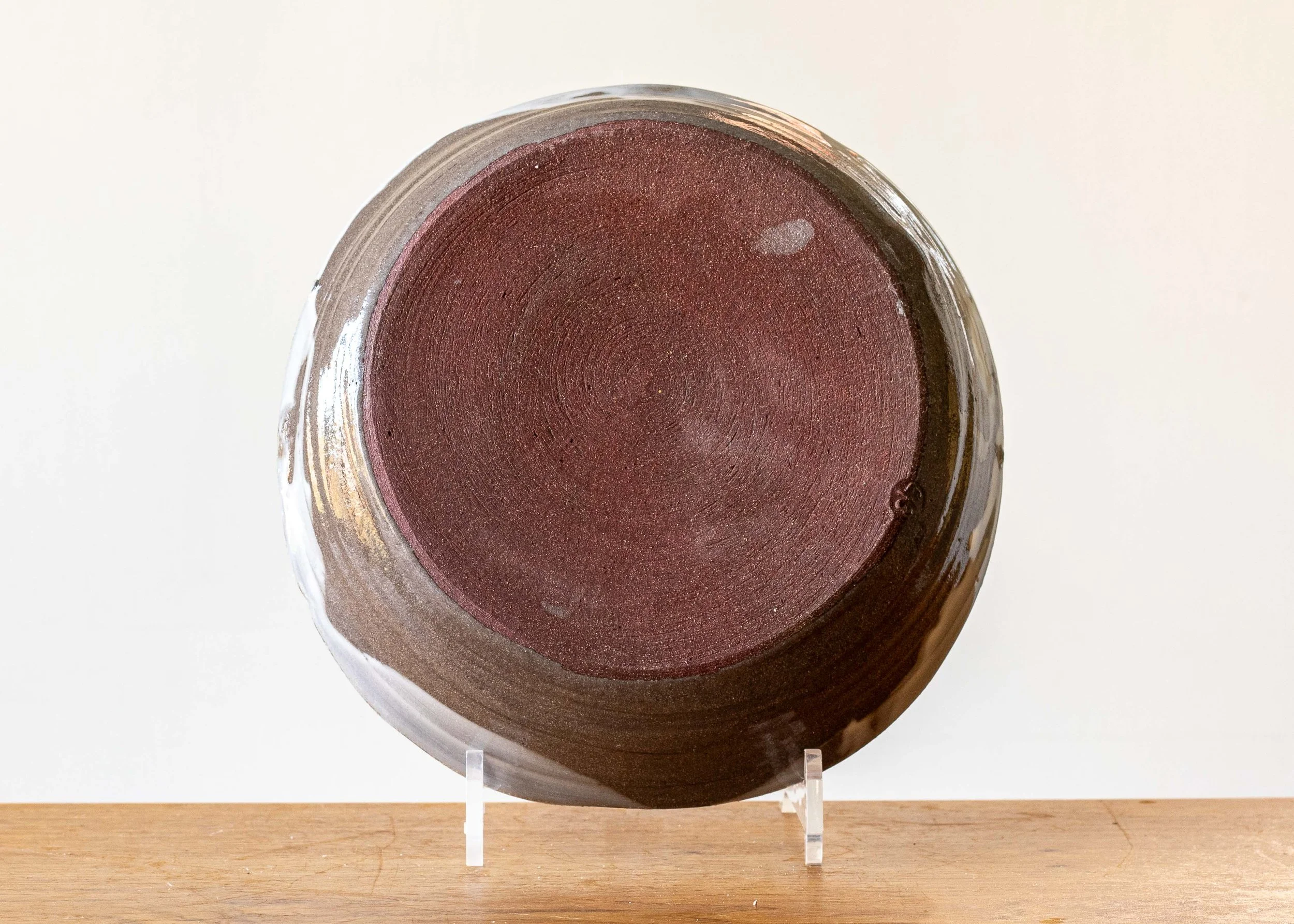 Handmade Pottery Noodle Bowl with Blue Brush Mark, view 3.jpg