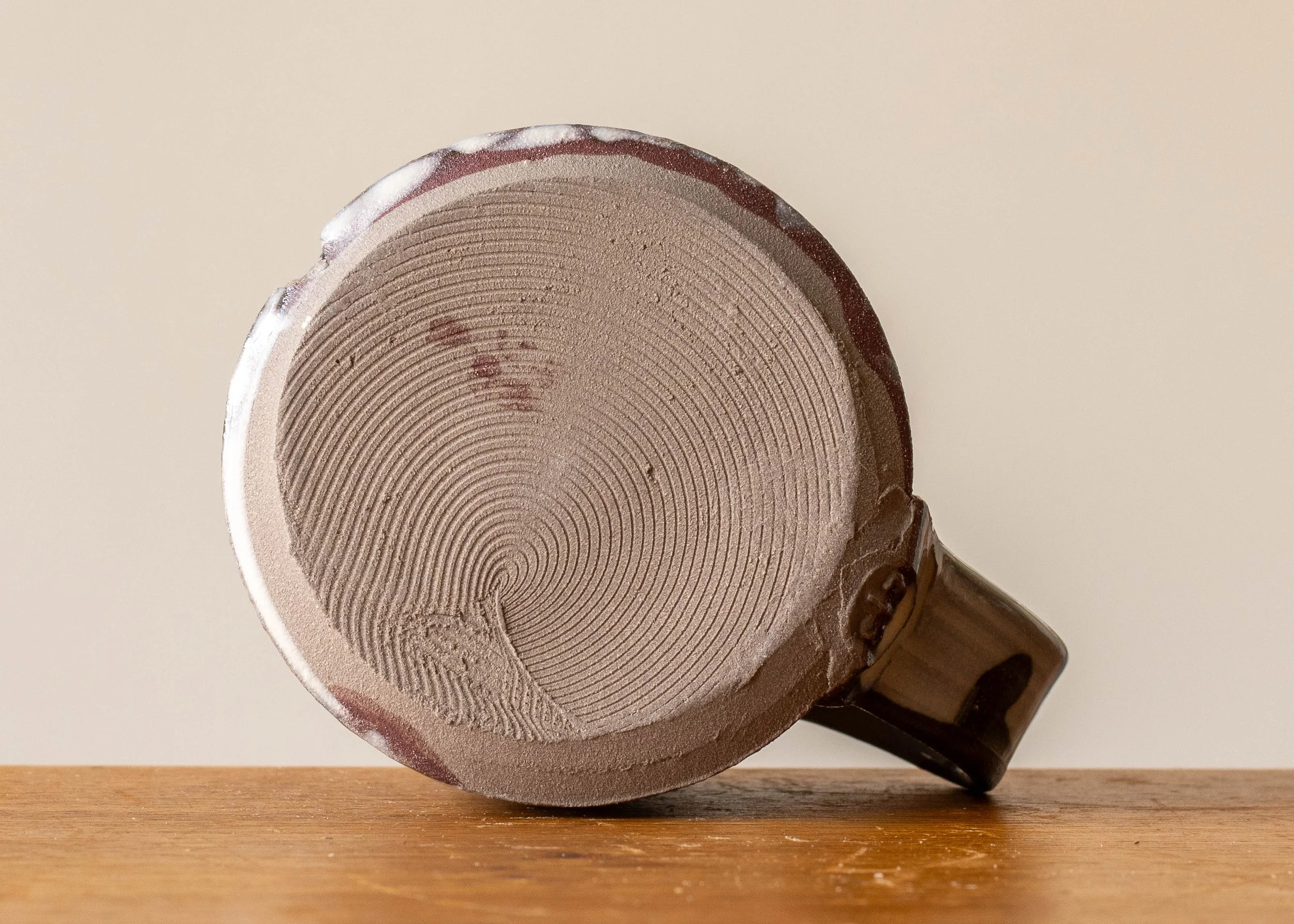 Handmade Pottery Coffee Cup with Brown Brush Marks, view 5.jpg