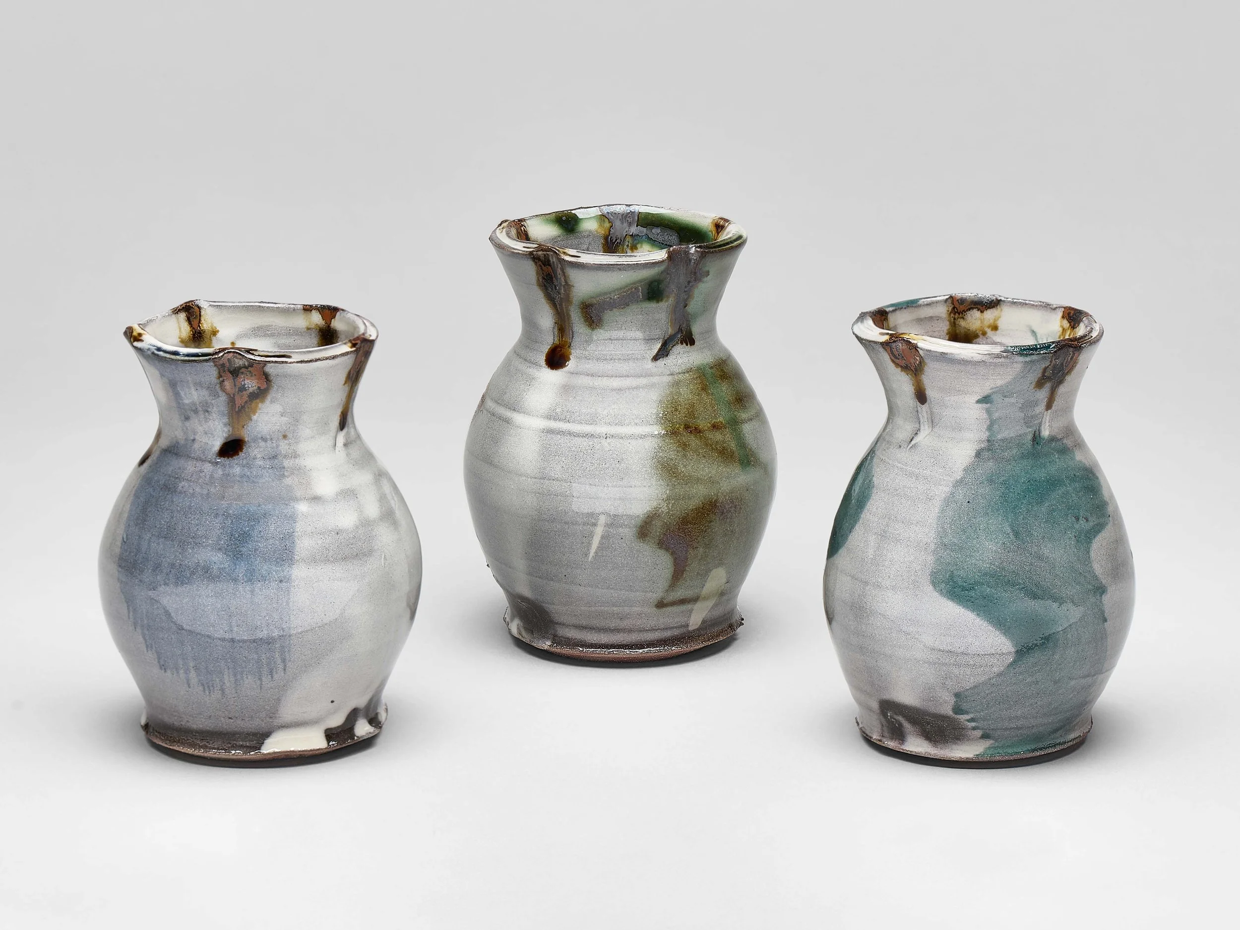 Set of three bud vases, height 10 cm