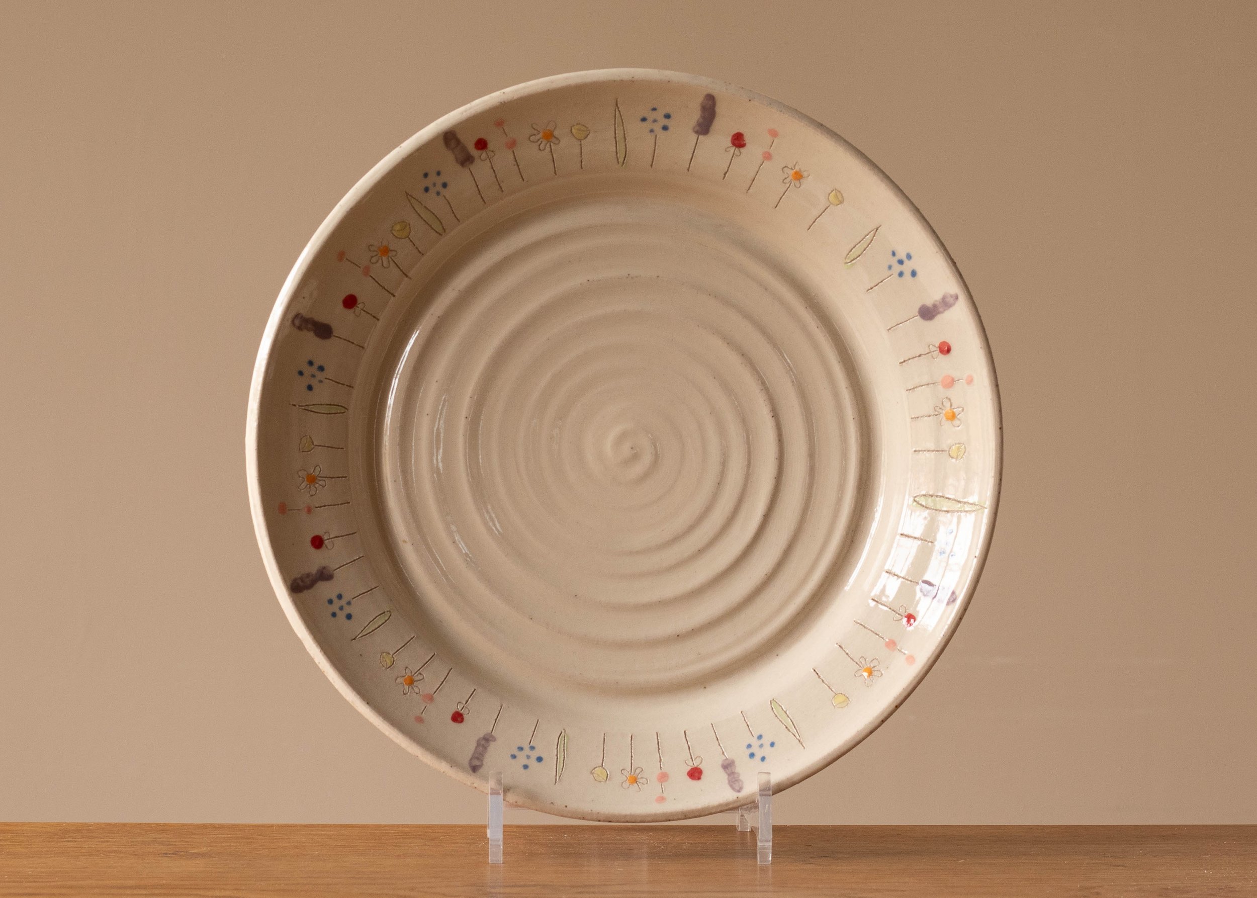 Large White Plate with Midsummer Flower Design.jpg