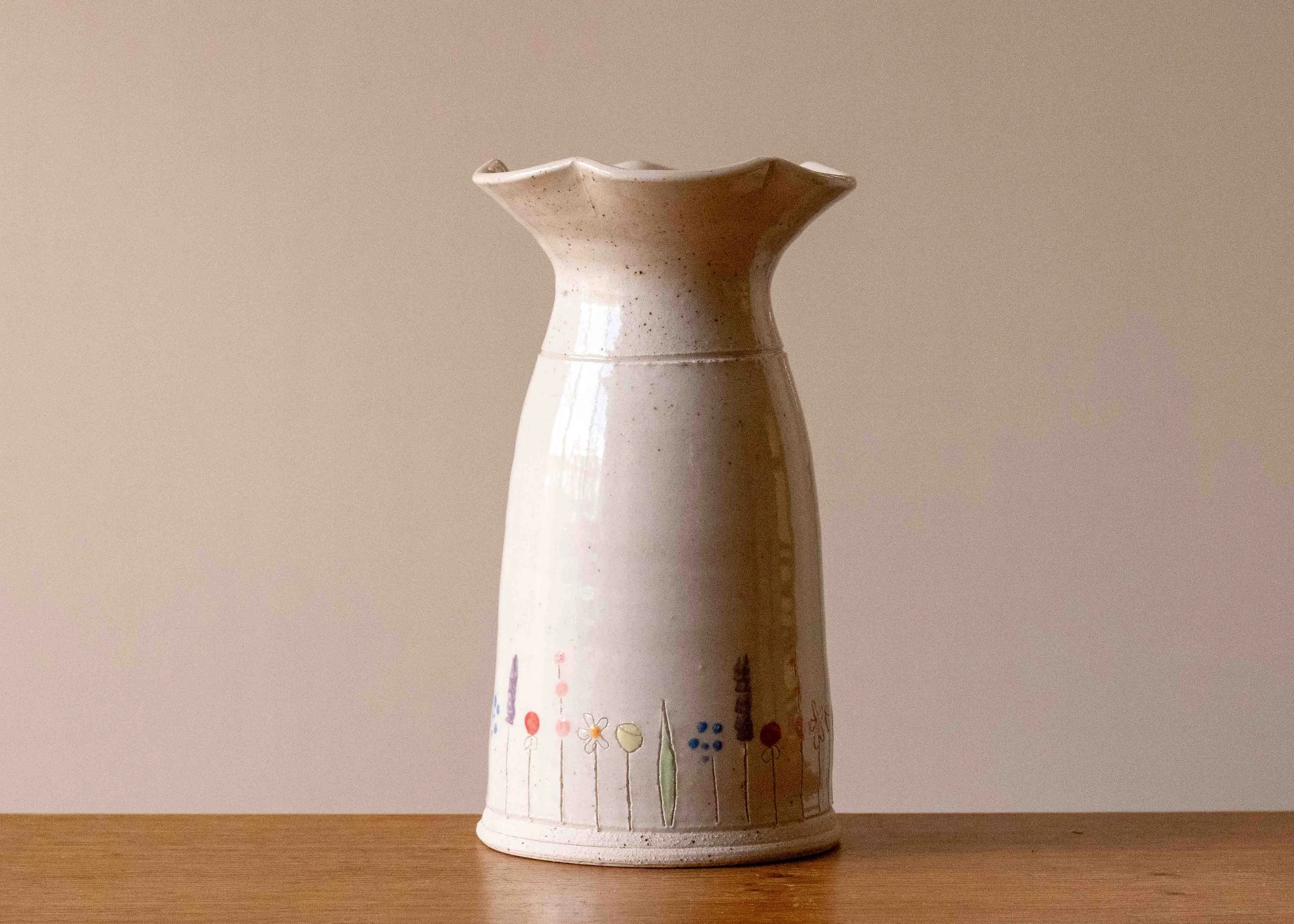 Midsummer Flowers vase with flared rim, view 2.jpg