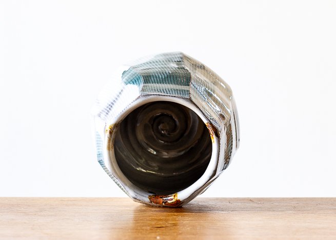 Faceted vase with Turquoise Brush Marks, side 5.jpg