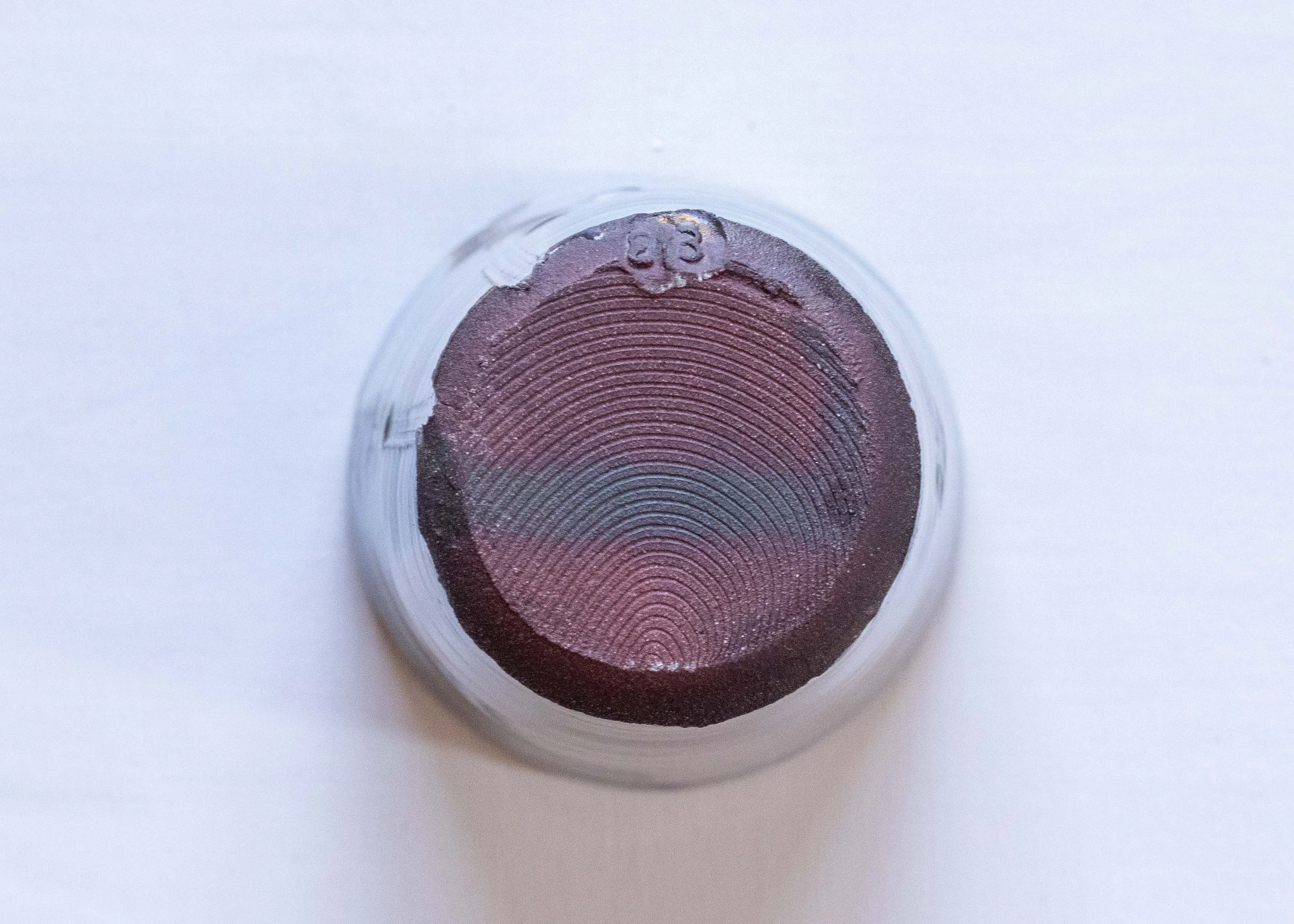 Handmade Pottery Beaker with Turquoise and Brown Decoration, view of the base.jpg