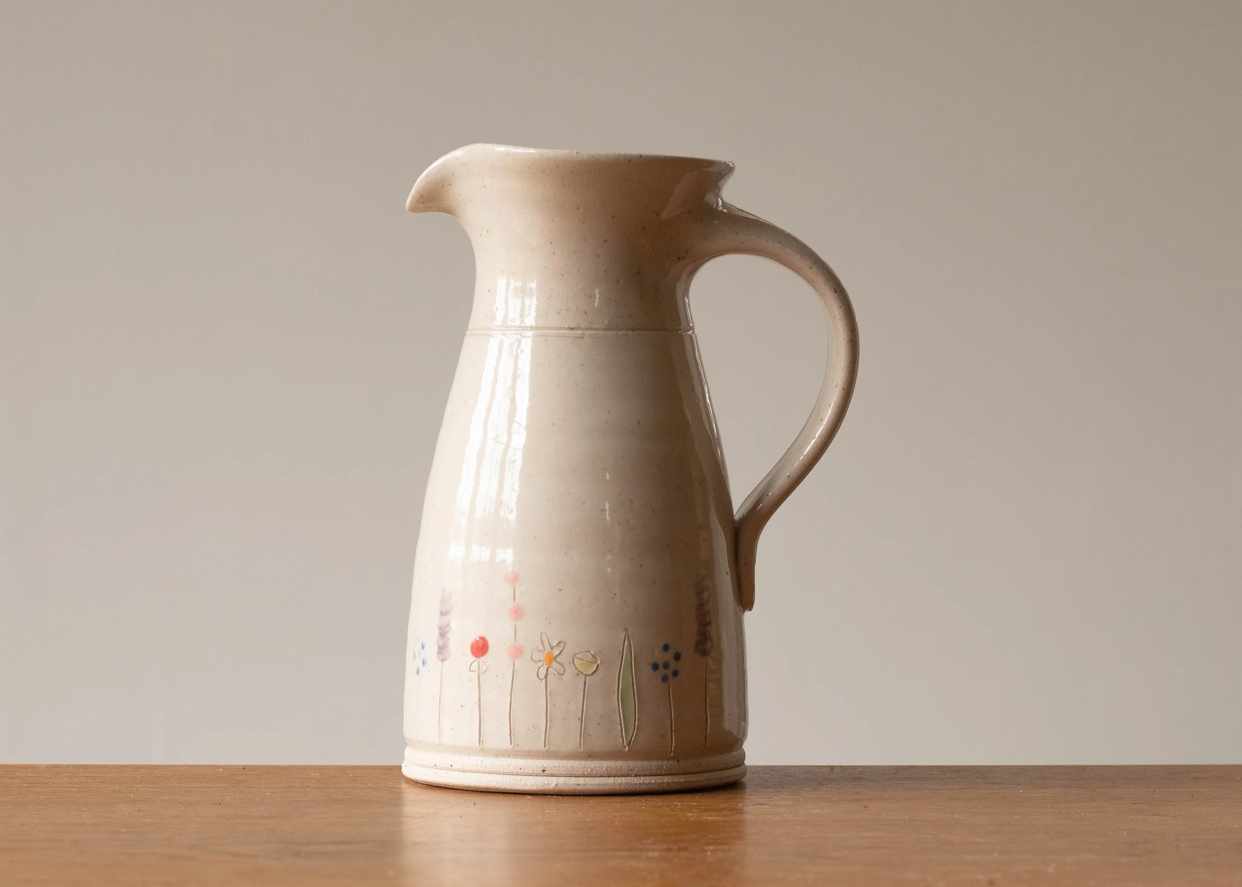 Medium White Jug with Midsummer Flower Design.jpg