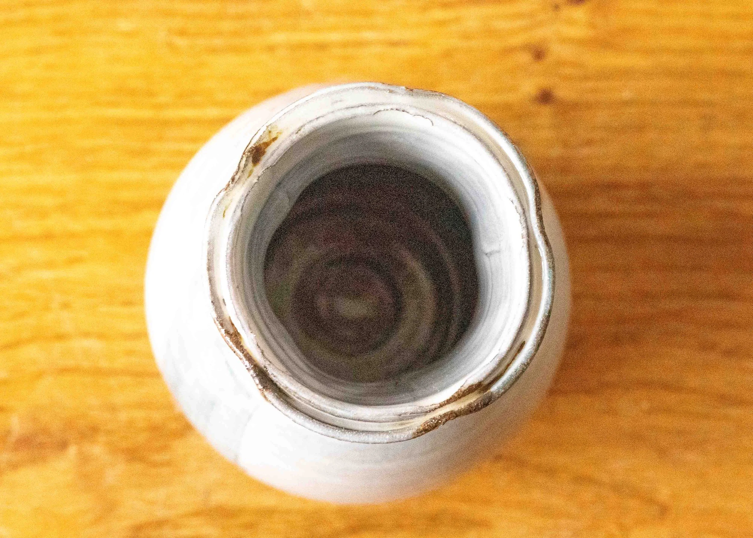 Small Handmade Pottery Vase with Turquoise Brush Mark, view 5.jpg