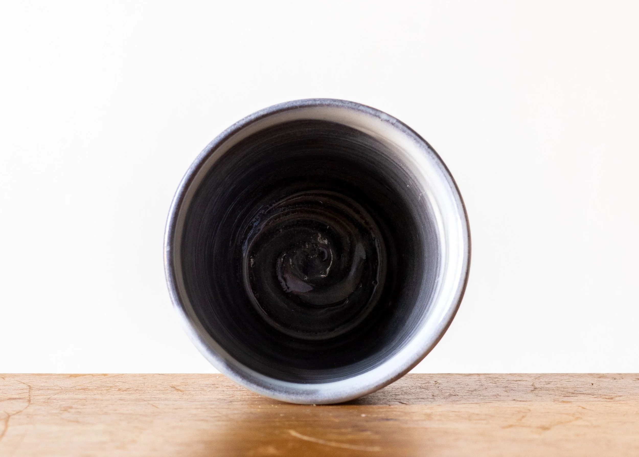Handmade Pottery Beaker with Turquoise Brush Marks, view 5.jpg