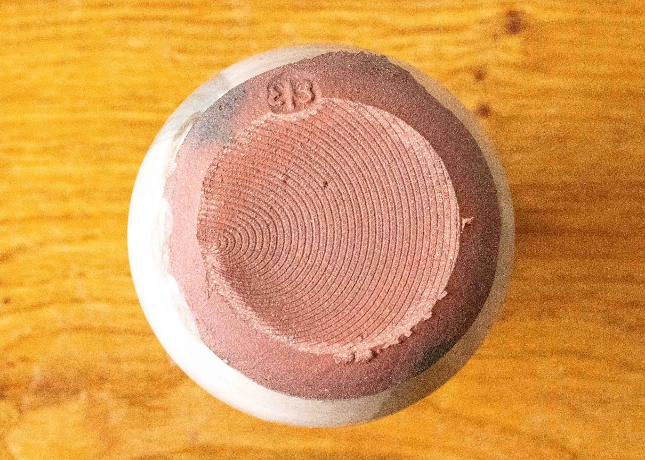 Small Handmade Pottery Vase with Turquoise Brush Mark, view 6.jpg