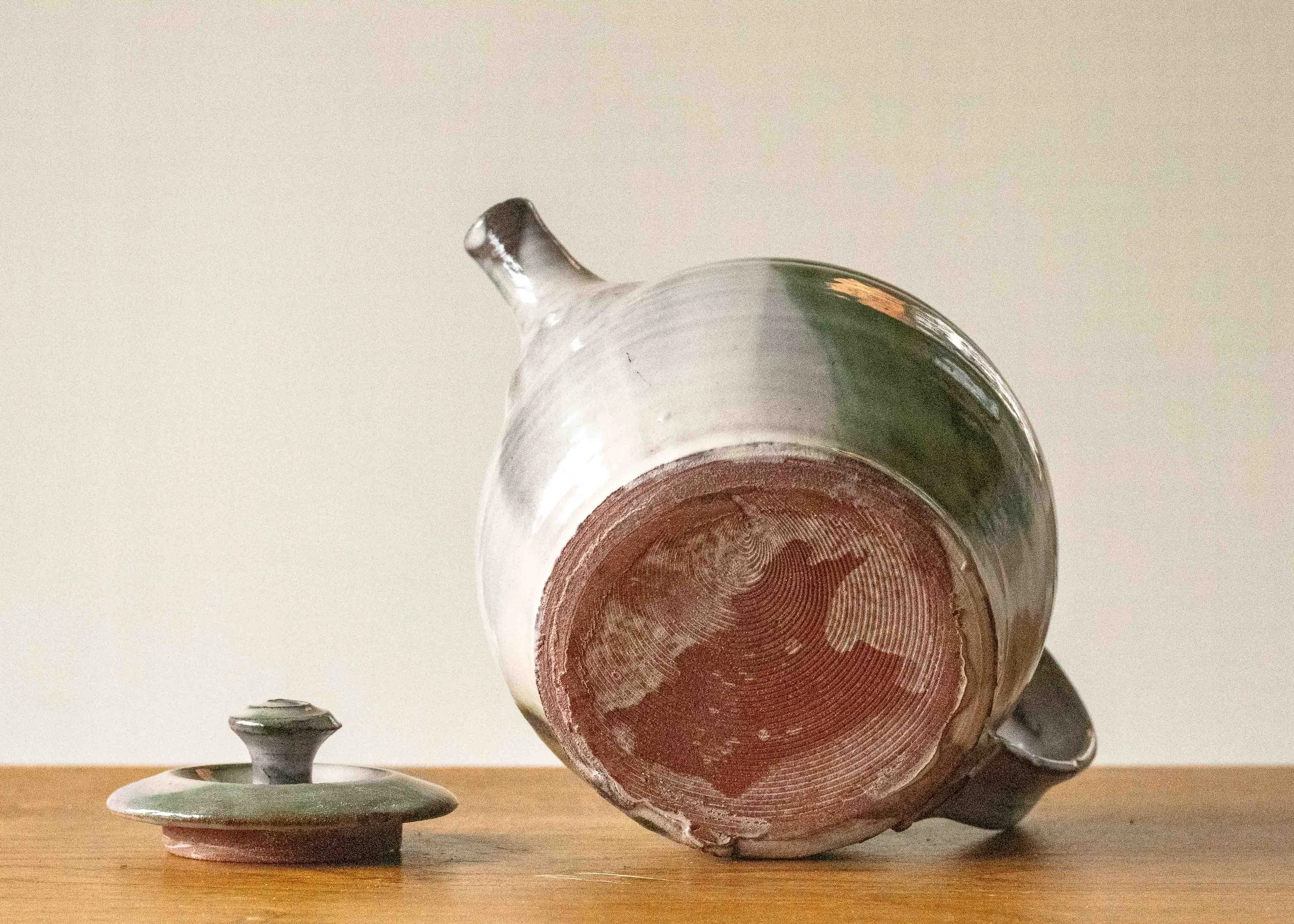 Handmade Pottery Teapot with Green Brush Marks, view 7.jpg