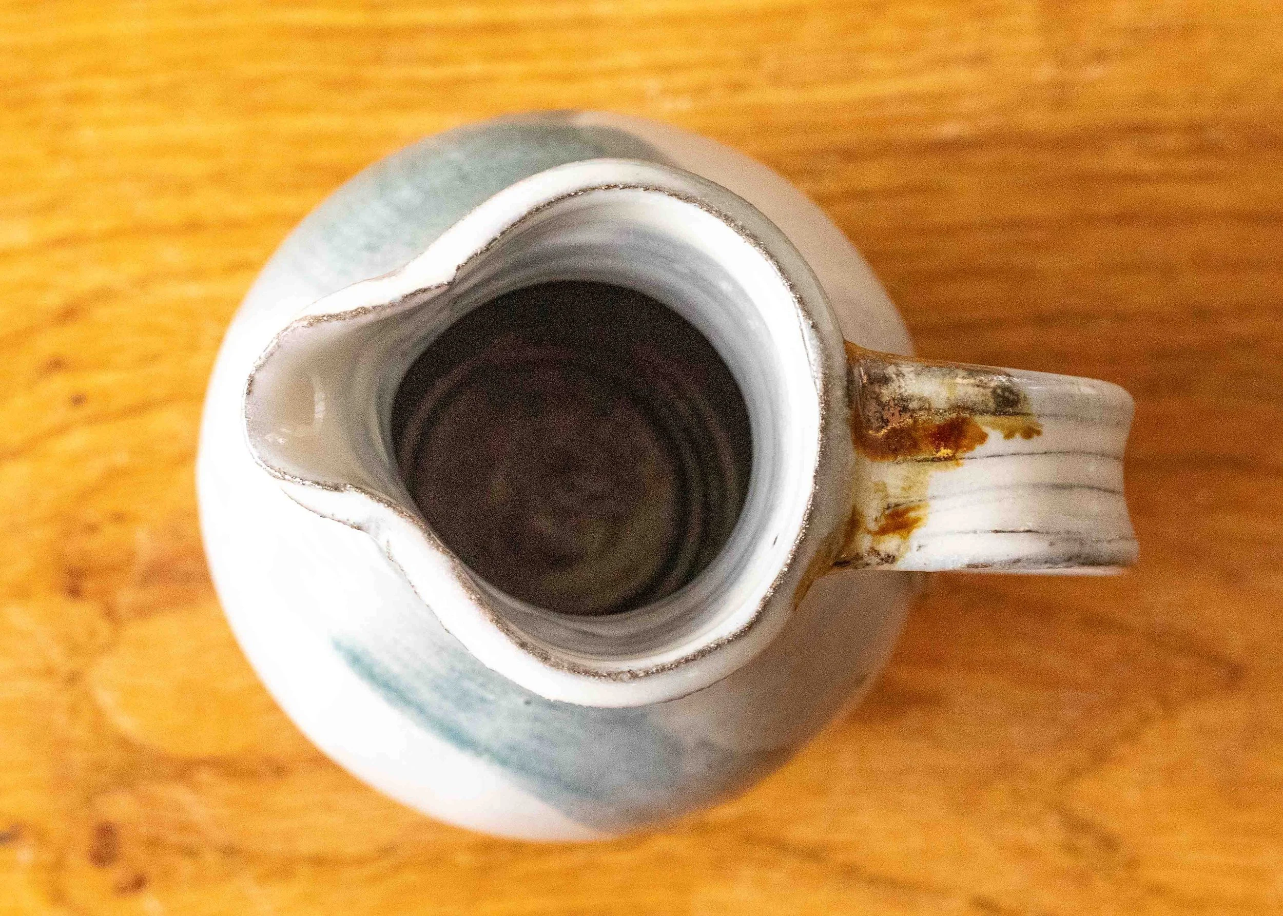 Small Handmade Pottery Jug with Green Brush Mark, view 5.jpg